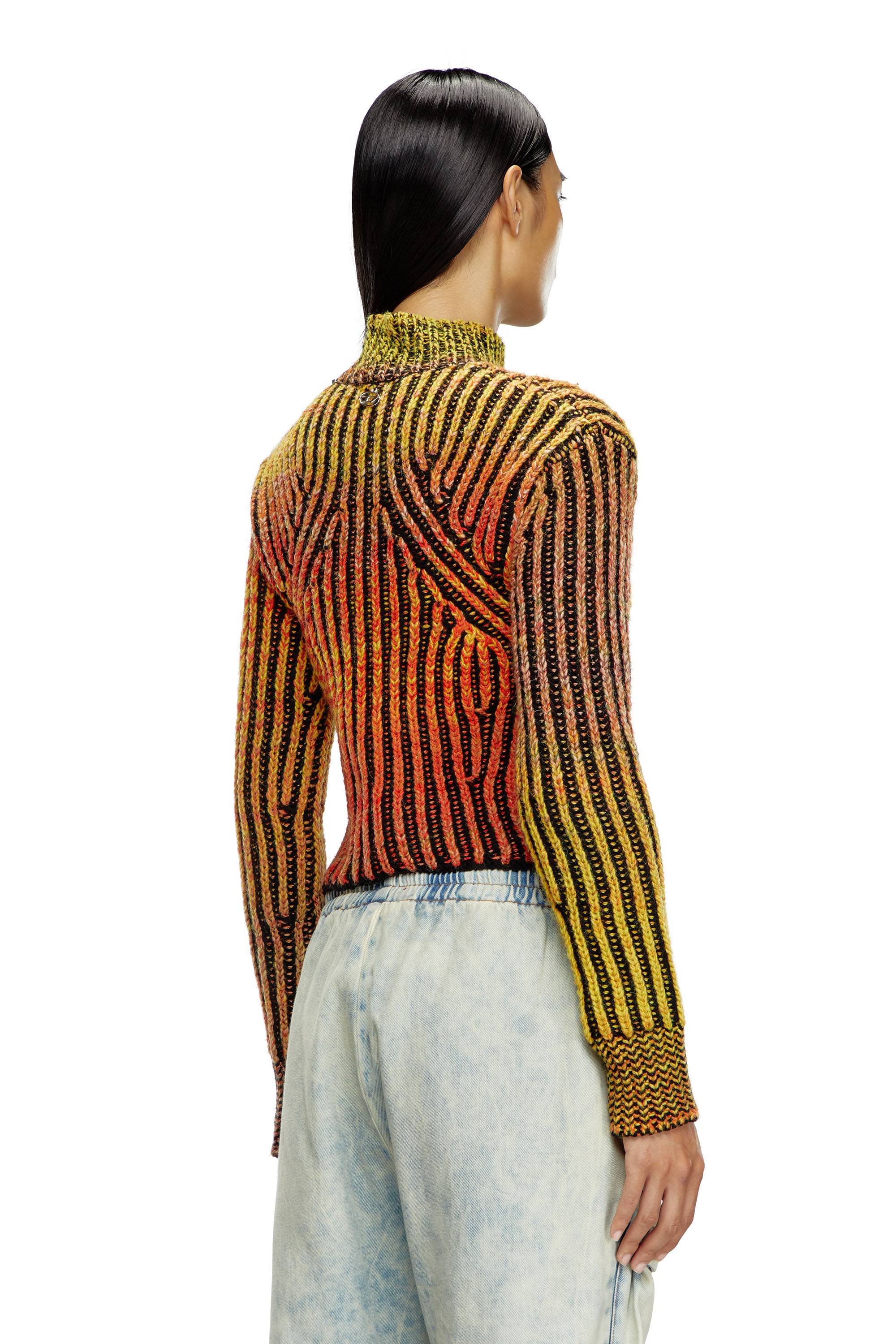 Diesel - M-ORKID, Mujer Cuello alto recortado de tejido en degradé in Naranja - Image 4