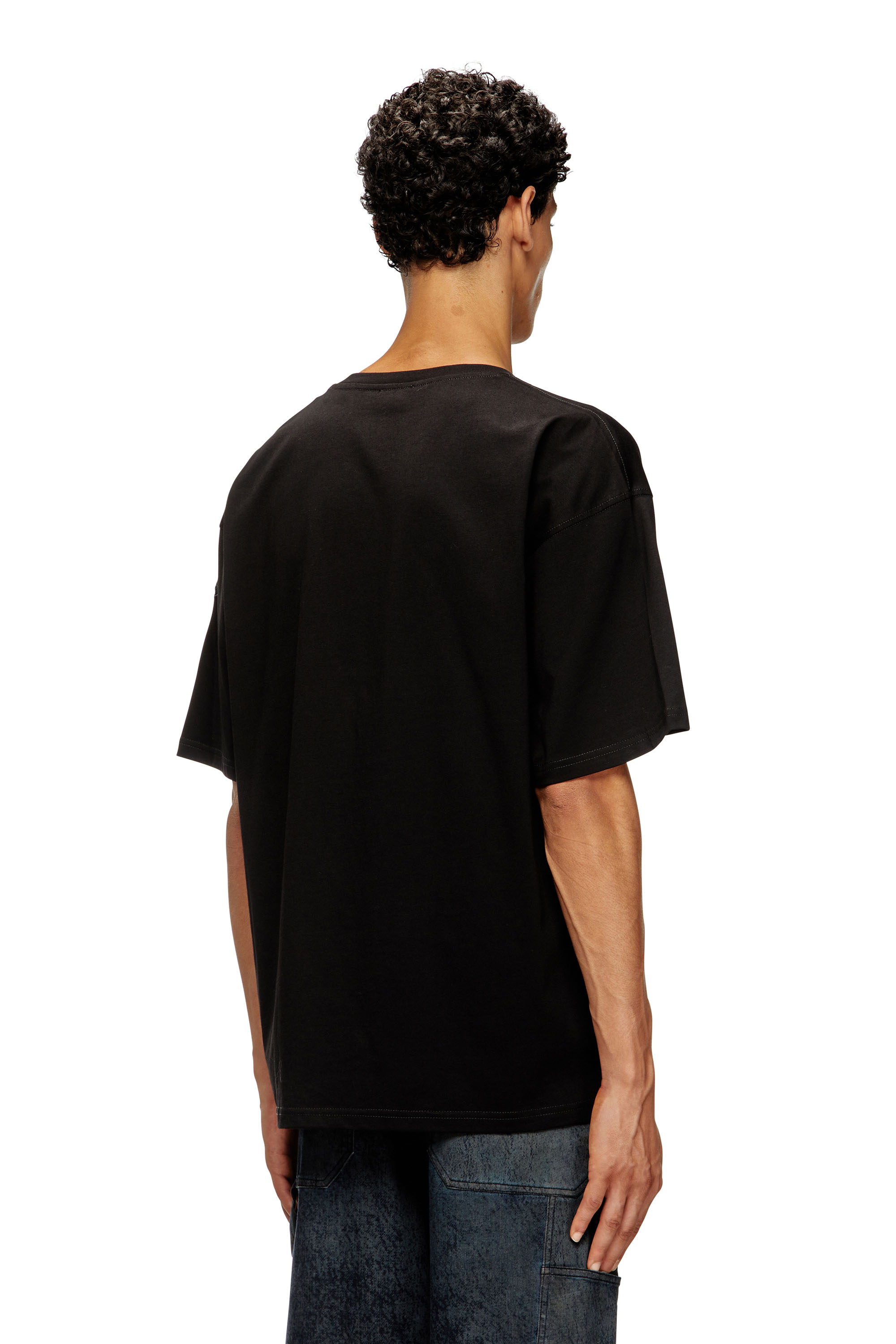 Diesel - T-BOXT-T21, Camiseta de algodón con estampado de boca de tiburón Hombre in Negro - 4