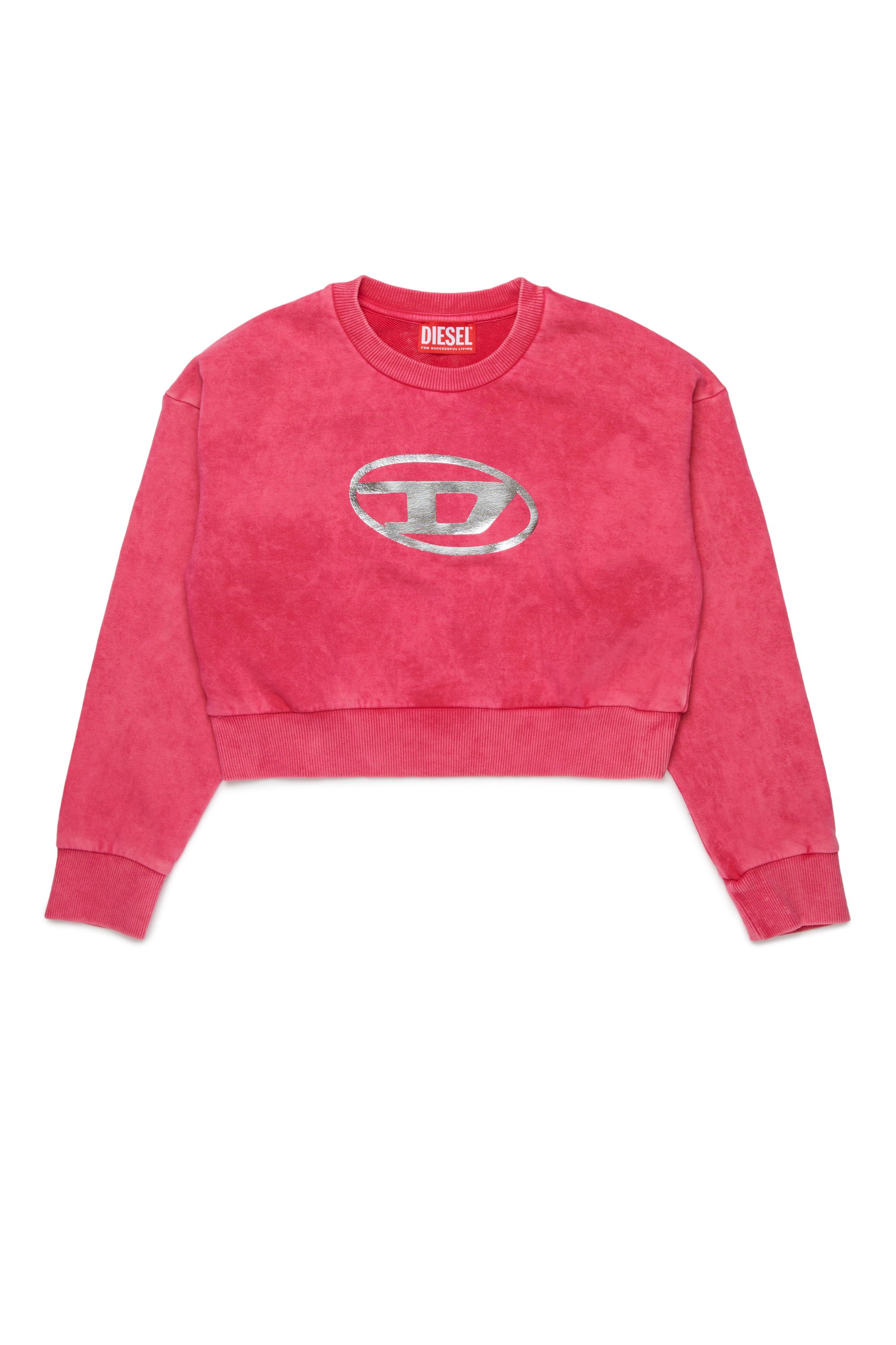 Diesel - SLEMPY, Sudadera marmoleada con logotipo metálico Mujer in Rosa - 1