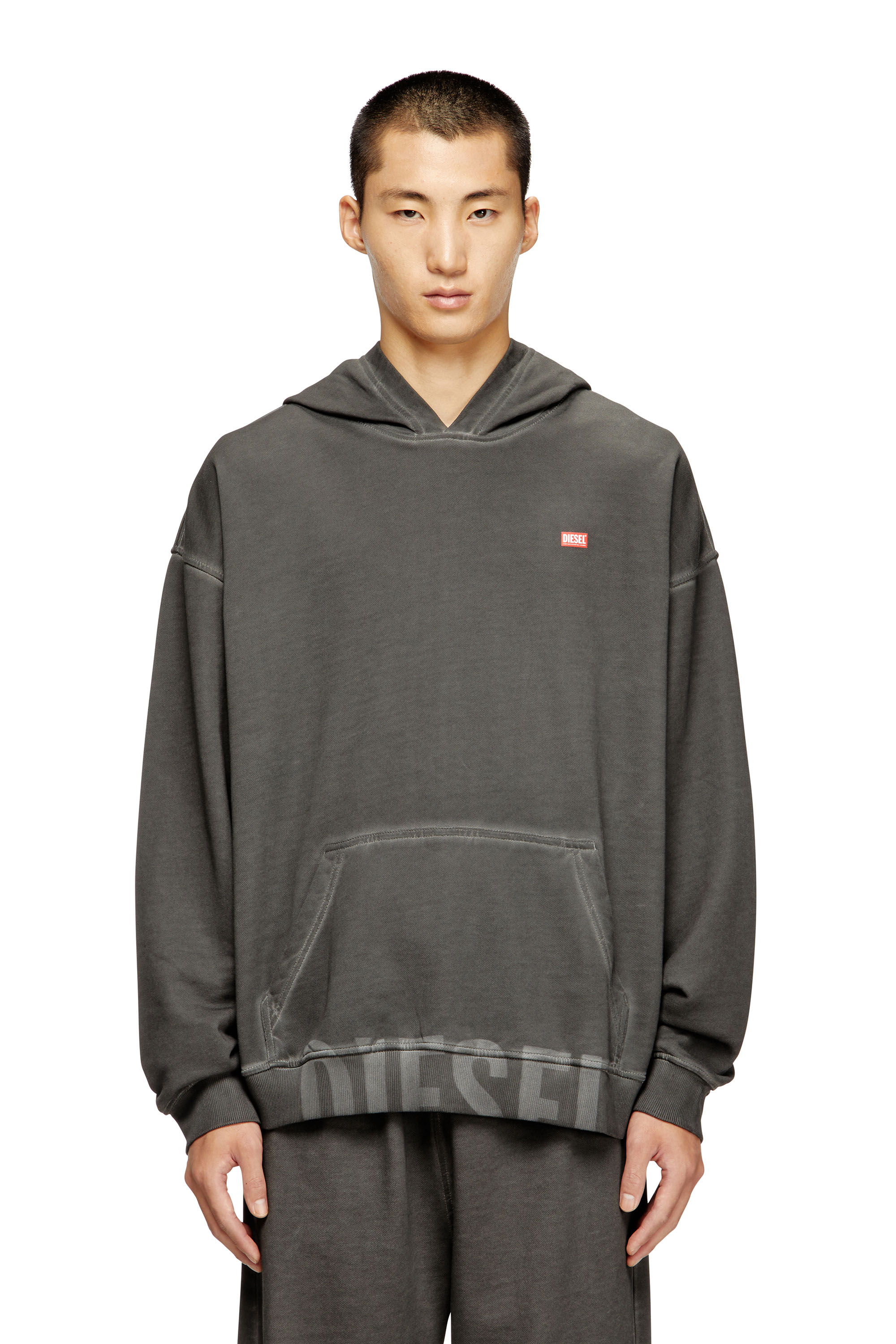 Diesel - S-BOXT-HOOD-T4, Sudadera con capucha de algodón con bolsillo tipo canguro Hombre in Gris - 3