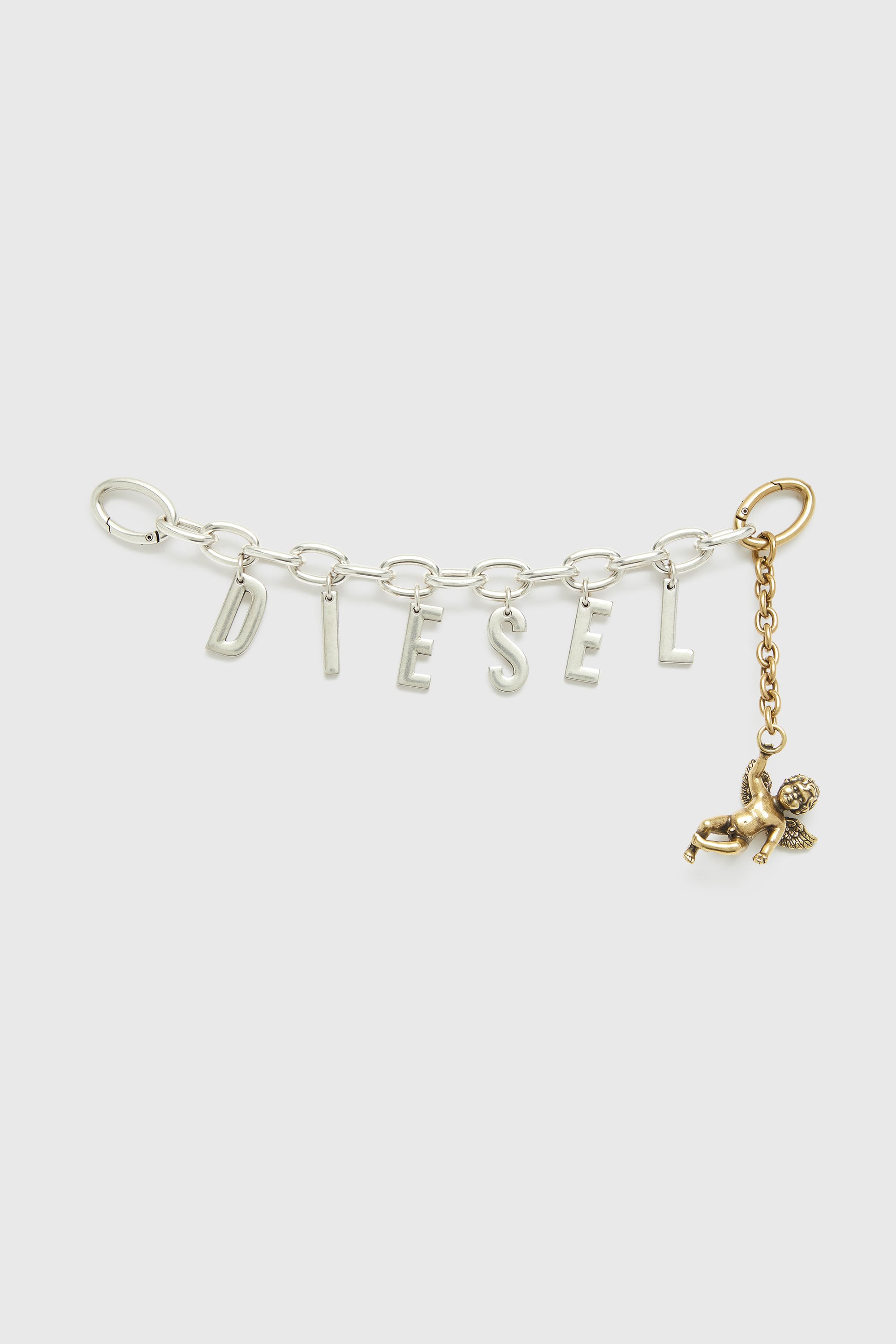 Diesel - CHAIN-D III S, Charm de letra met&aacute;lica con querub&iacute;n Mujer in Plateado - 1