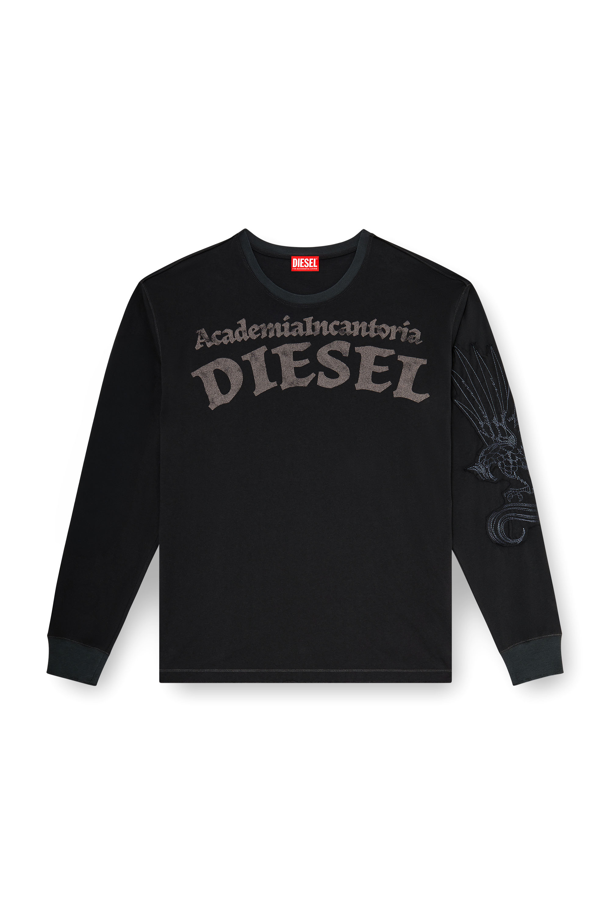 Diesel - T-NORM-LS-AA3, Camiseta de manga larga con estampados y parches Hombre in Negro - 3