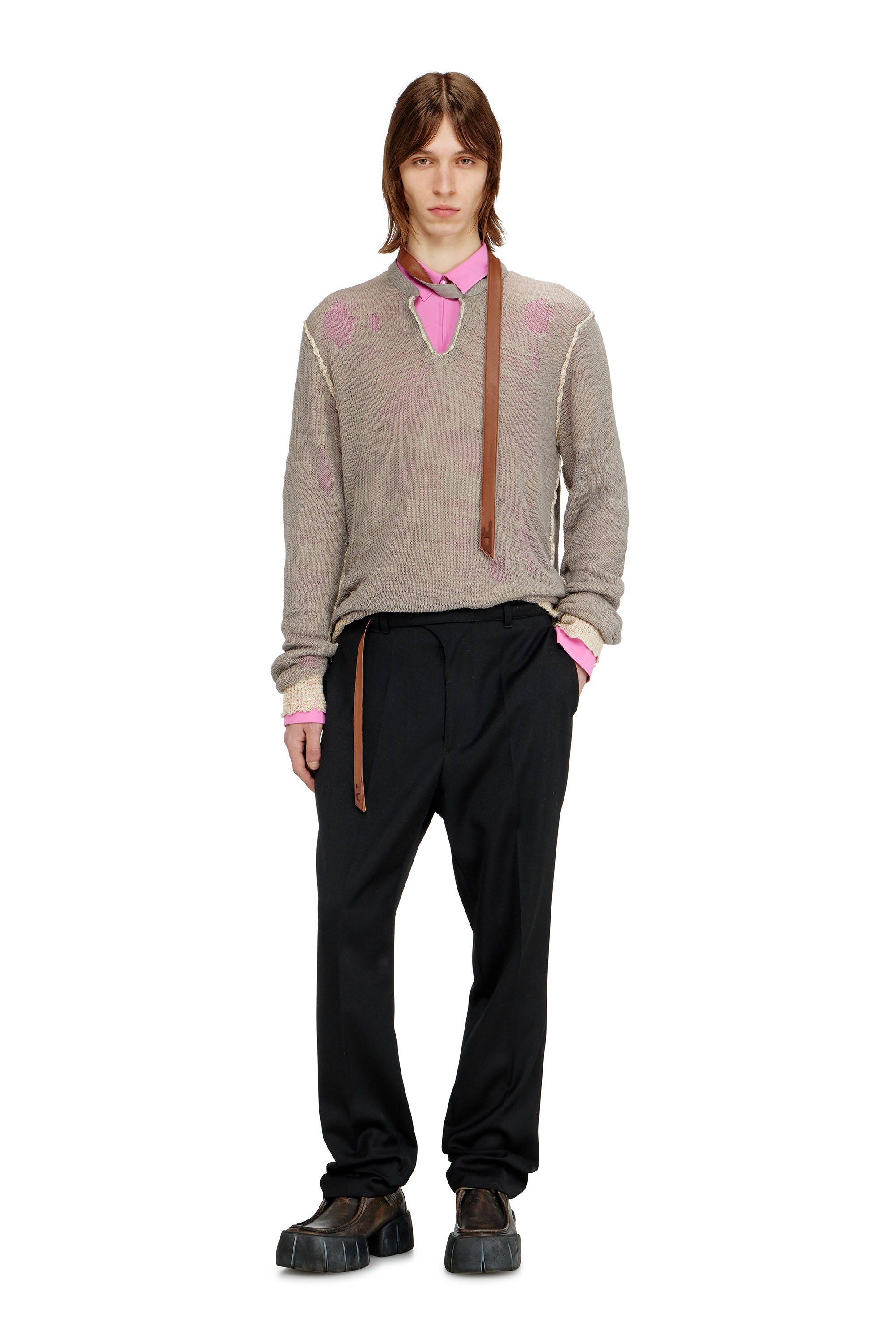 Diesel - P-NEDAR-A, Pantalones de corte sastre con cintur&oacute;n tipo biker Hombre in Negro - 2