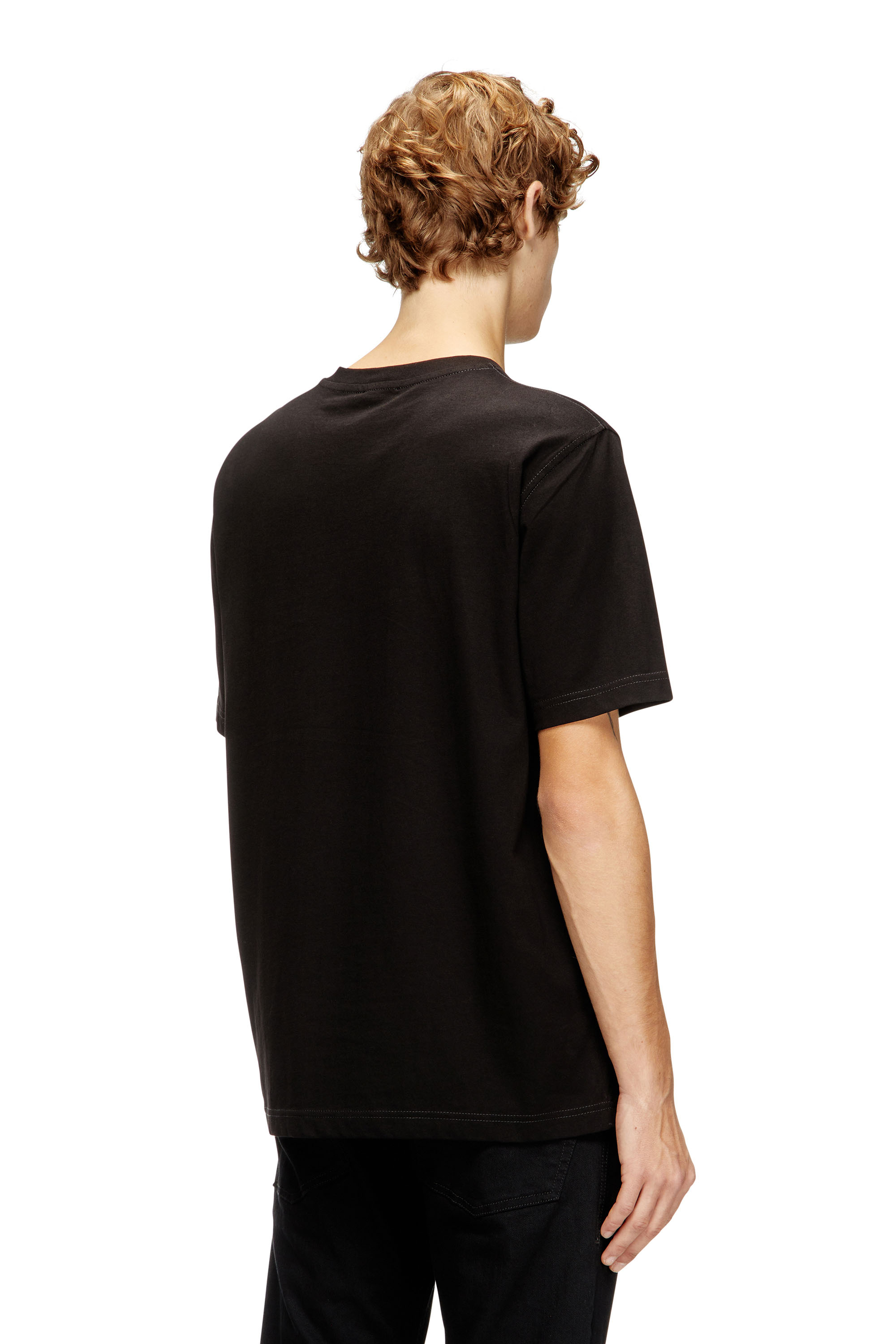 Diesel - T-ADJUST-V2, Camiseta de algodón ligero con logo desvaído. Hombre in Negro - 4