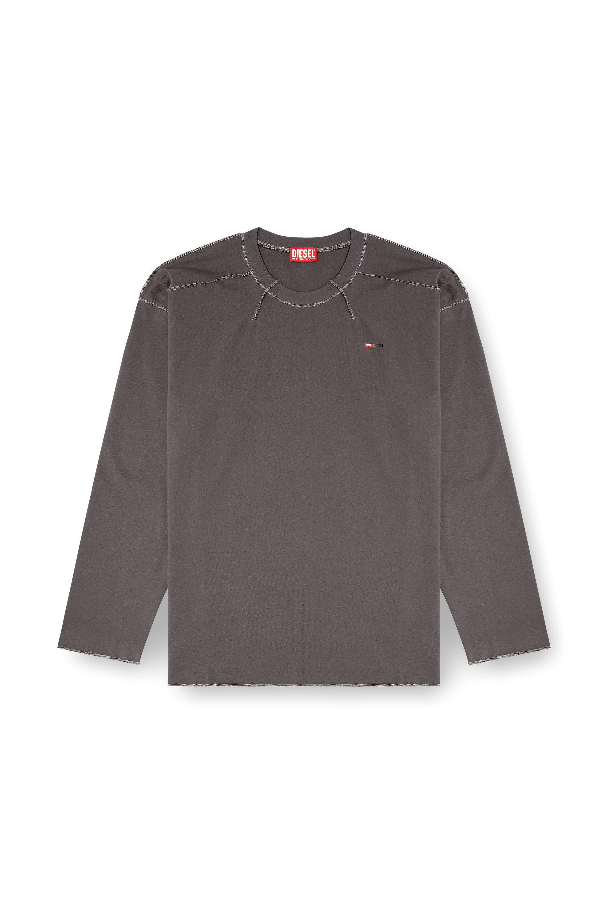 Diesel - T-CRAHOR-BOXT-LS-T1, Camiseta de algodón Hombre in Gris - 3