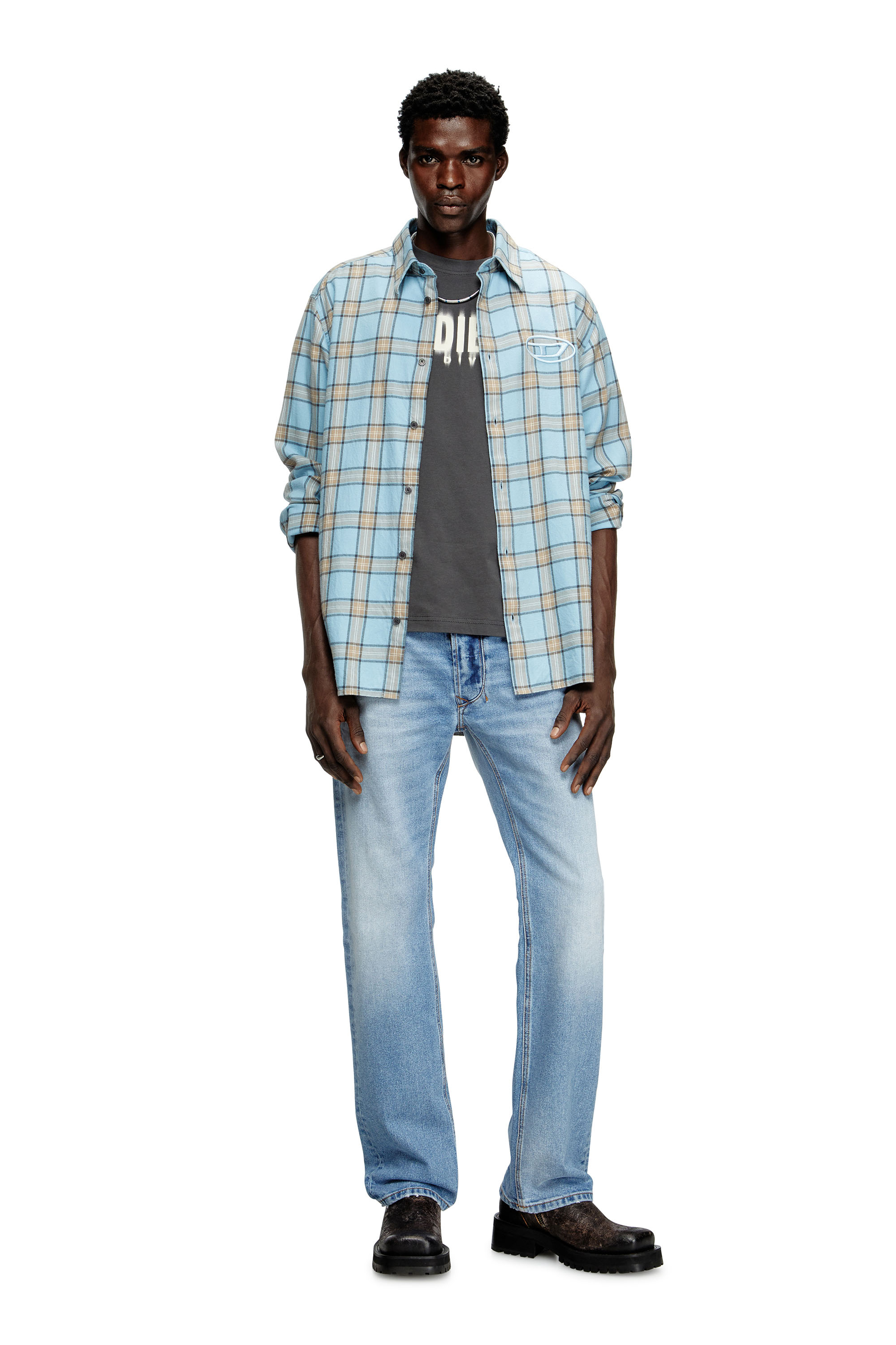 Diesel - T-ADJUST-Q7, Camiseta con logotipo Diesel borroso Hombre in Gris - 1