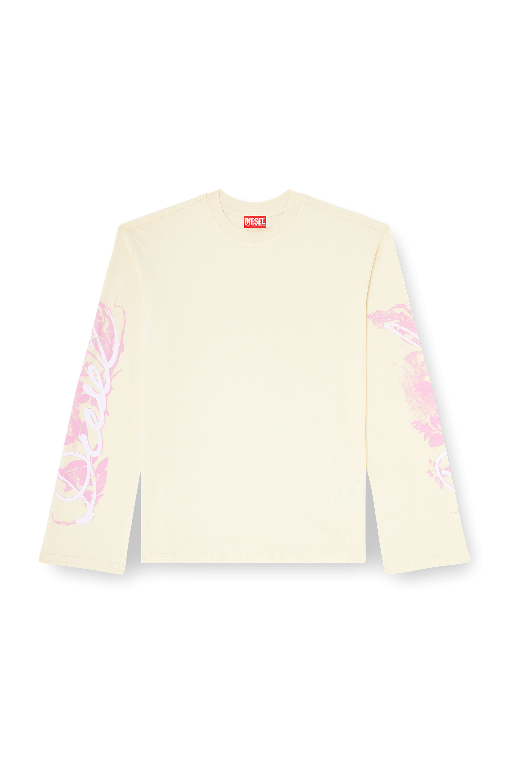 Diesel - T-HILARY-LS-AA3, Camiseta de manga larga con estampados gr&aacute;ficos y cristales Mujer in Blanco - 3