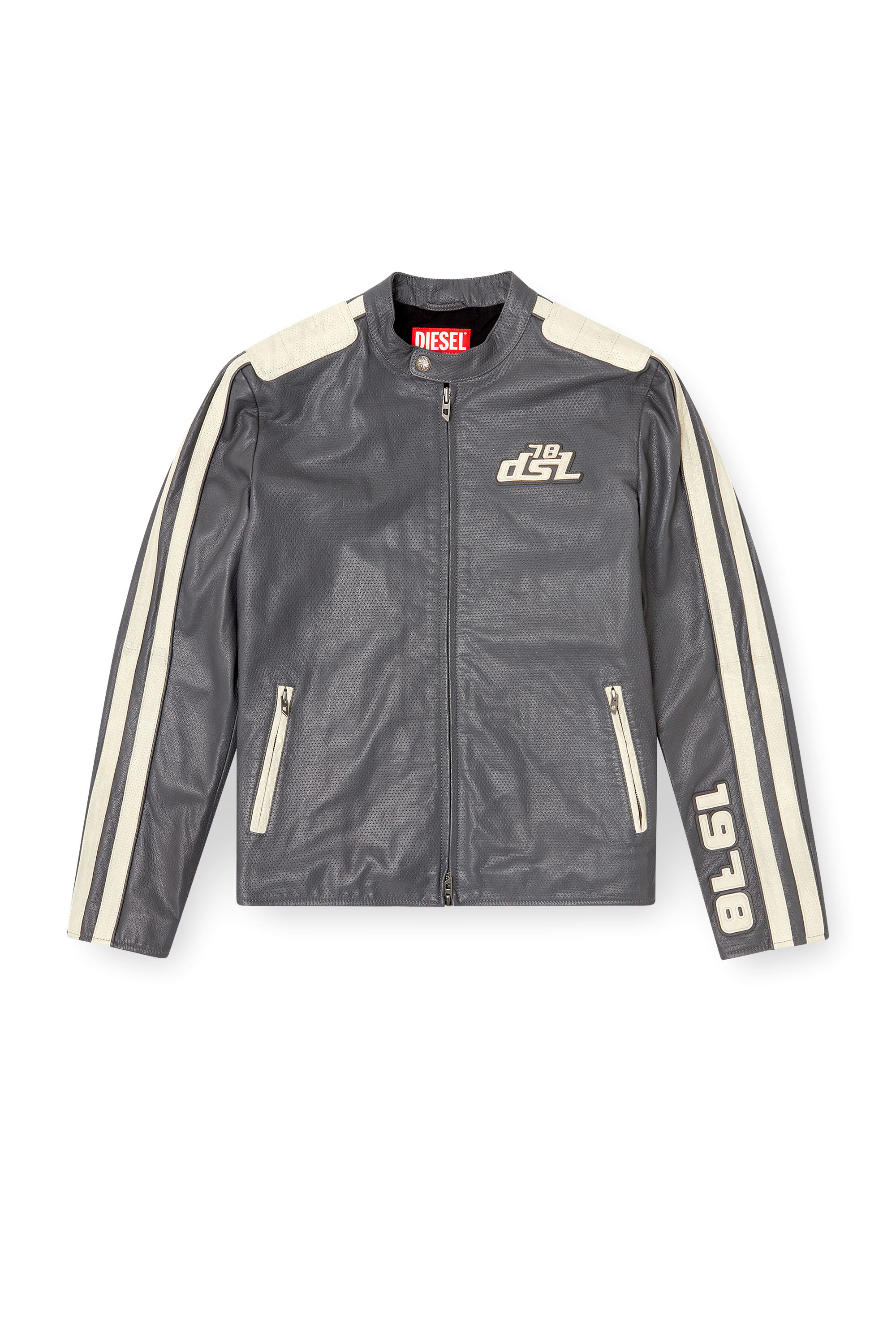 Diesel - L-POP, Chaqueta de motorista de cuero perforado Unisex in ToBeDefined - 3