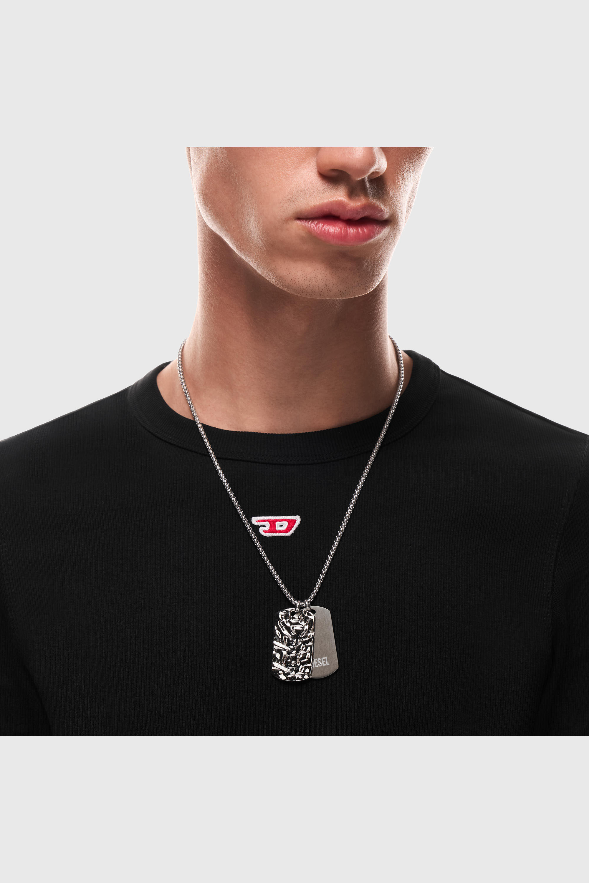 Diesel - DX1735040, Collar con placa (dog tag) de acero inoxidable Unisex in Plateado - 4