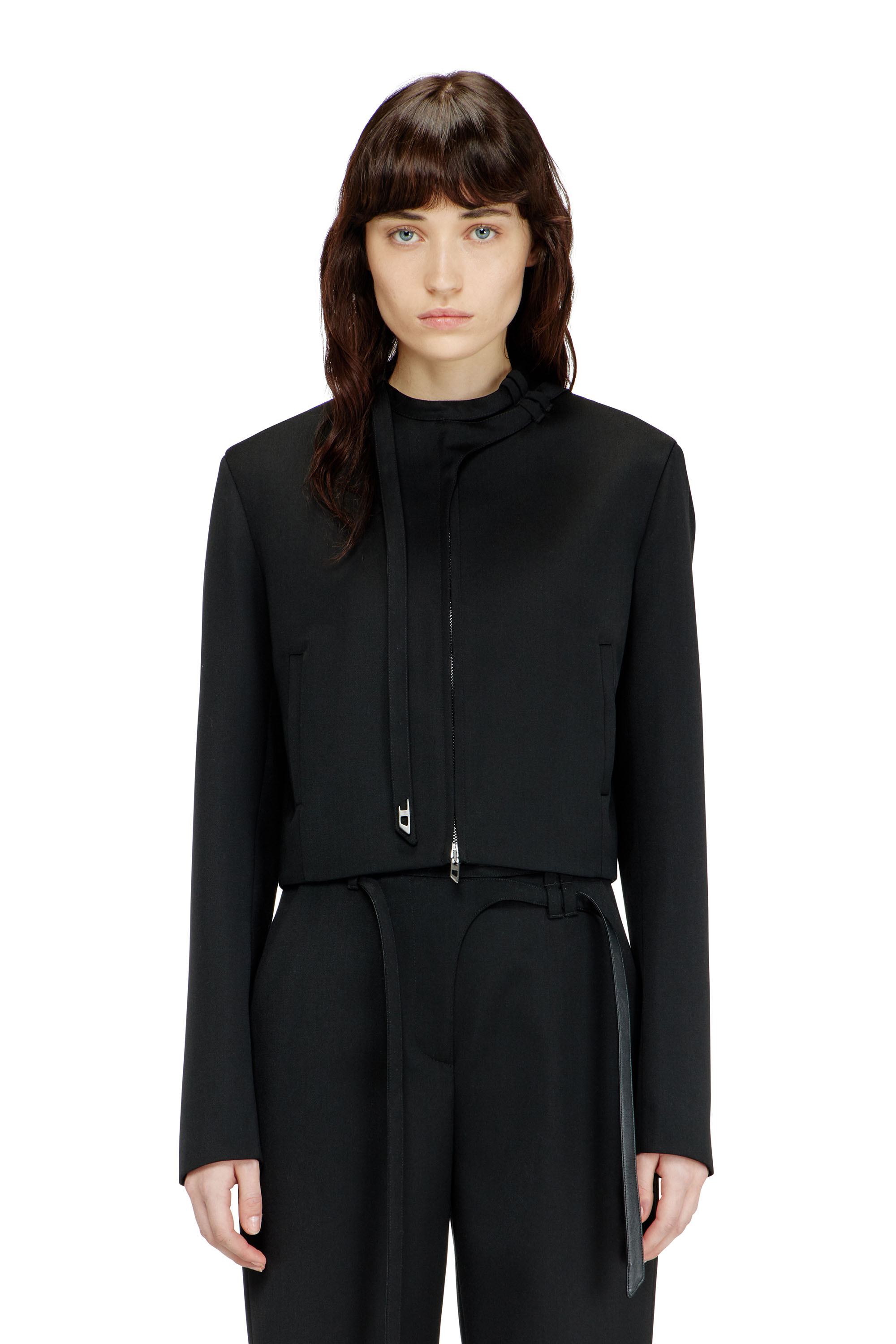 Diesel - G-HAVOC-1, Americana entallada con tira de cuello biker Mujer in Negro - 1