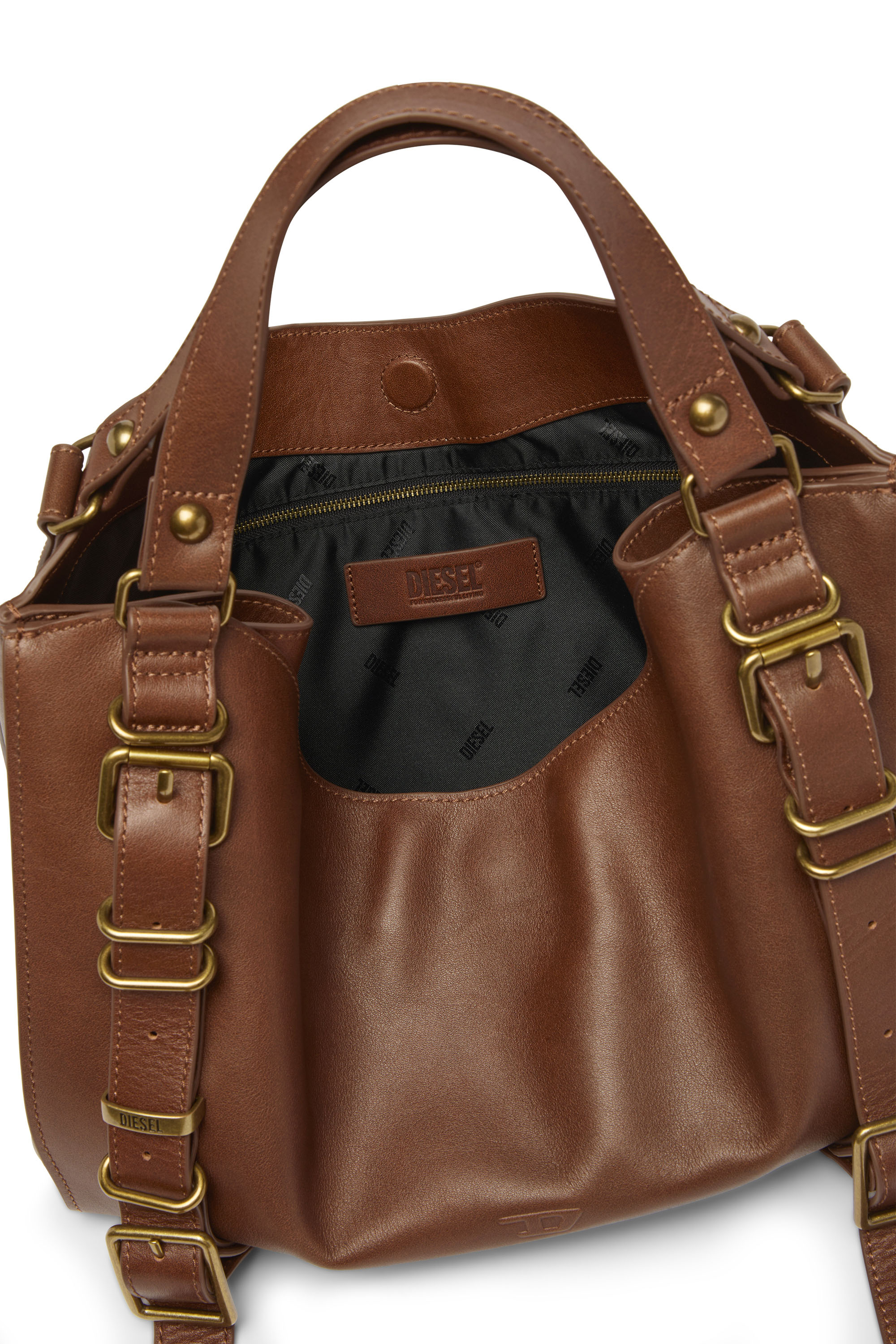 Diesel - D-ONE TOPHANDLE M, D-One-Bolso medium con asa superior de piel tratada Unisex in Marr&oacute;n - 3