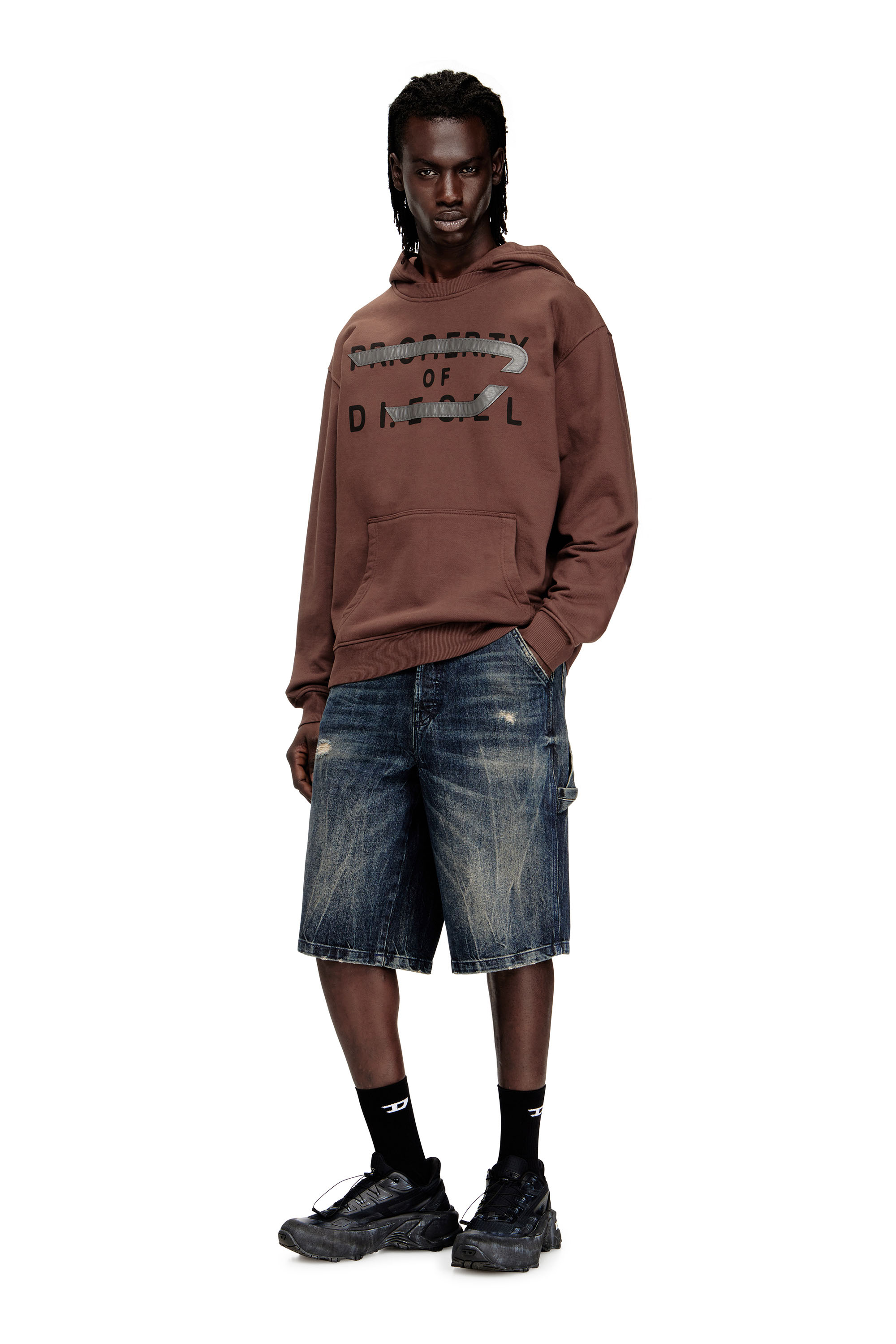 Diesel - S-NORMAN-HOOD, Sudadera de algodón con aplique de D Hombre in ToBeDefined - 2