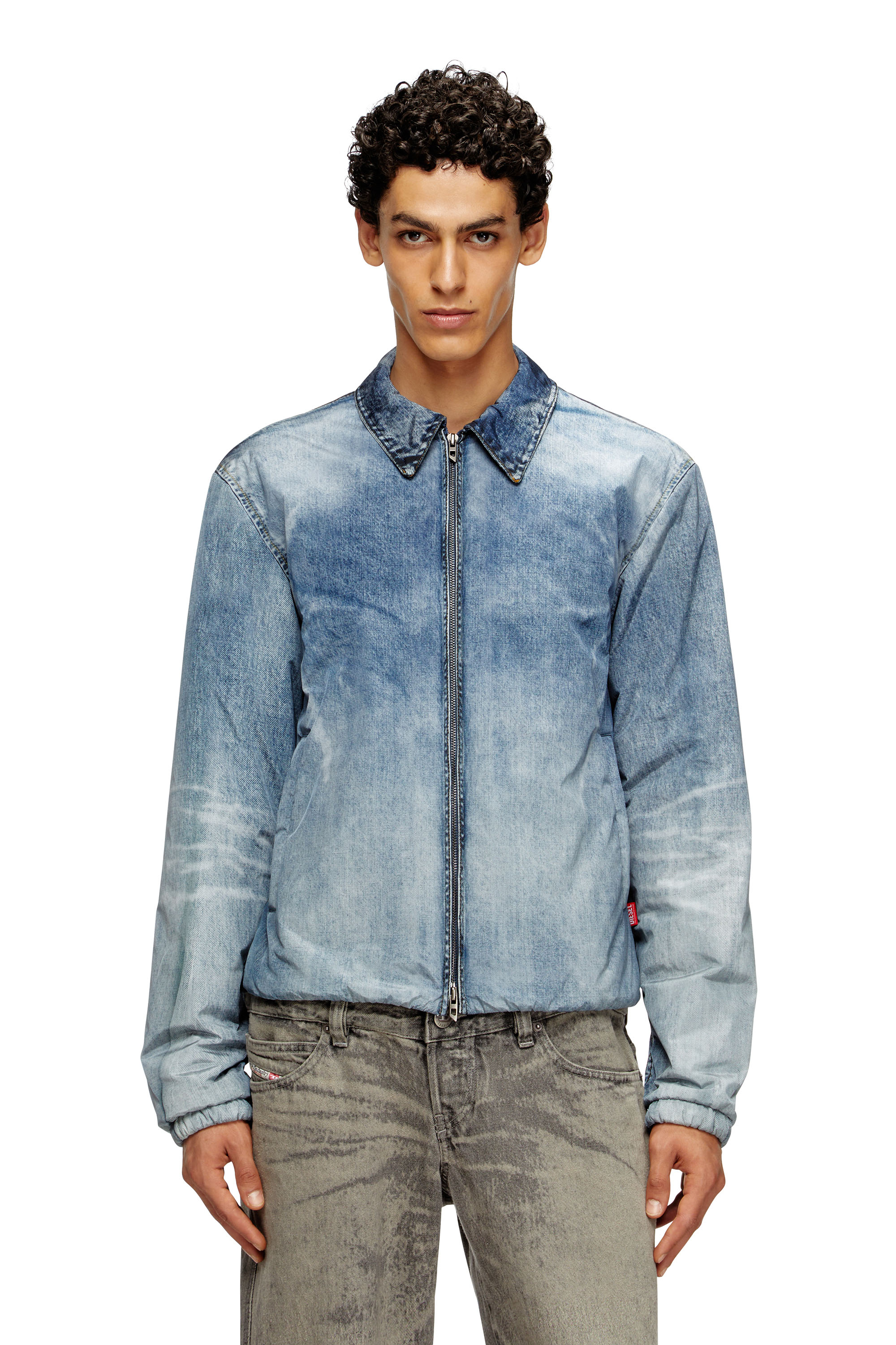 Diesel - J-ACT, Chaqueta en nylon efecto denim Hombre in Azul marino - 1