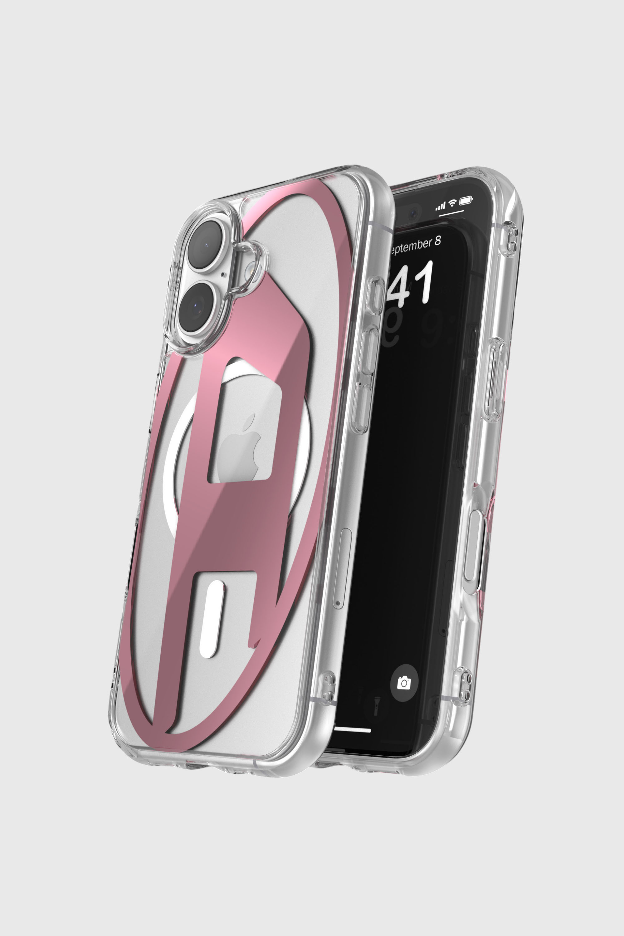 Diesel - 60419 AOP CASE, Funda met&aacute;lica Oval D con Magsafe para iPhone 17 Unisex in Rosa - 4