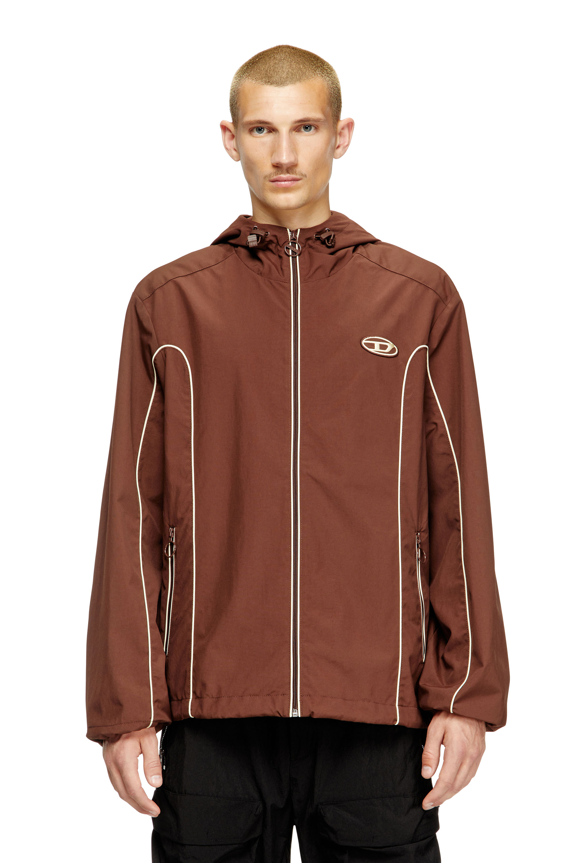 Diesel - J-HIVES, Anorak con ribetes contrastantes Hombre in Marrón - 1