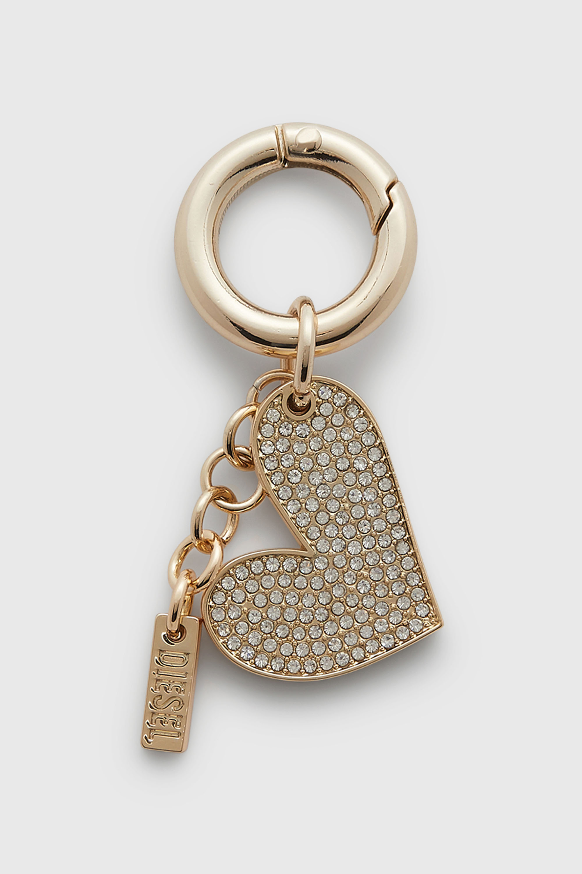 Diesel - CHARM-HEART, Colgante de coraz&oacute;n de metal con pedrer&iacute;a Mujer in Dorado - 1