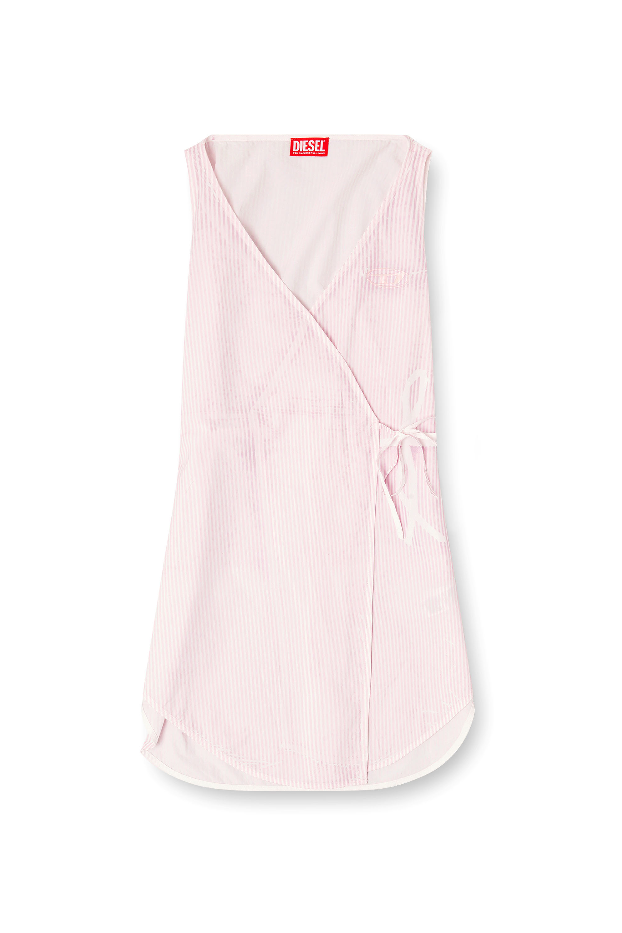 Diesel - D-ELPHOS-SL, Vestido mini de popelina con rayas diplom&aacute;ticas Mujer in Rosa - 1