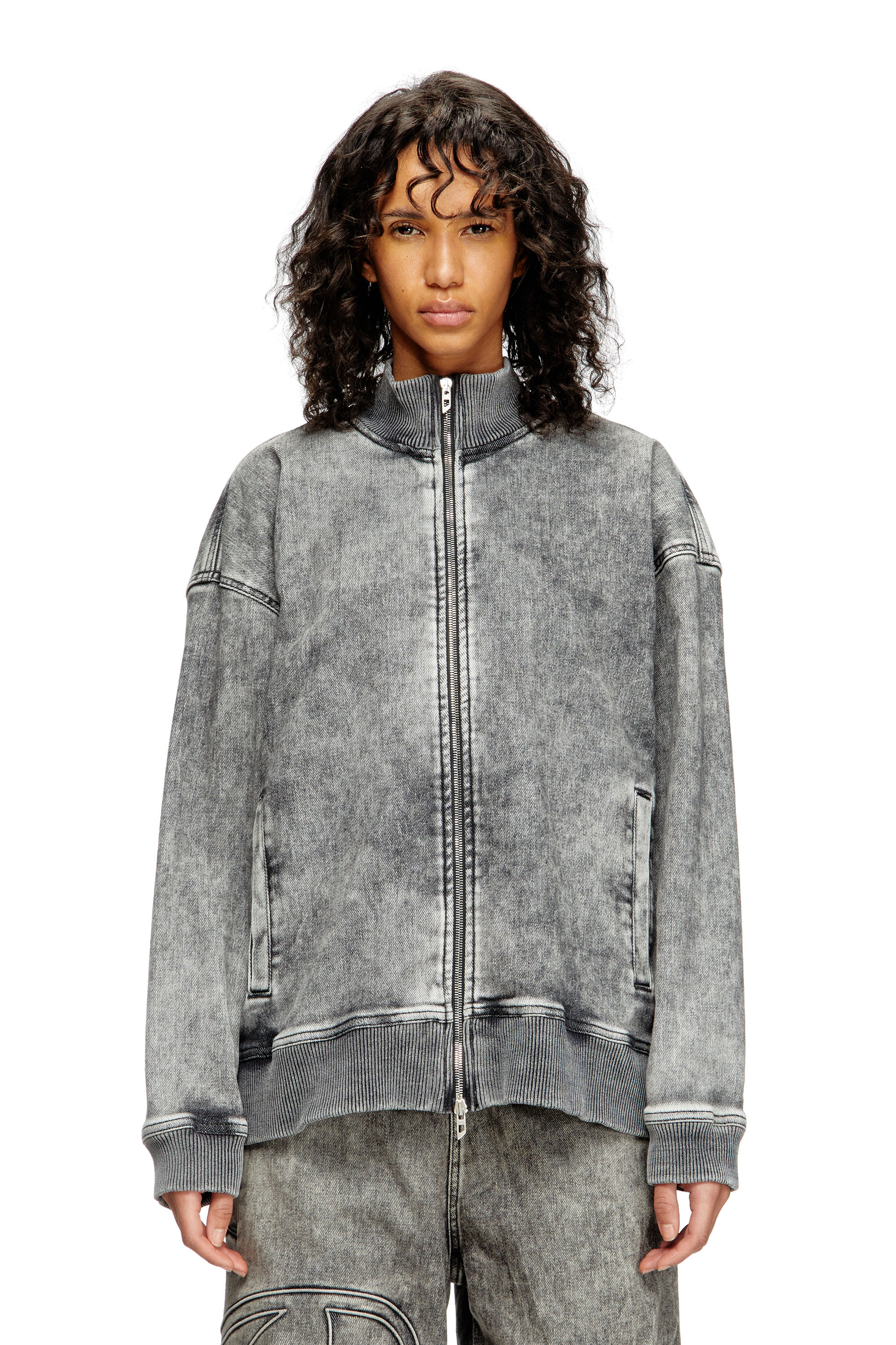 Diesel - D-CARLY-S TRACK, Jersey Track Denim con cremallera y Oval D Unisex in Gris - 6