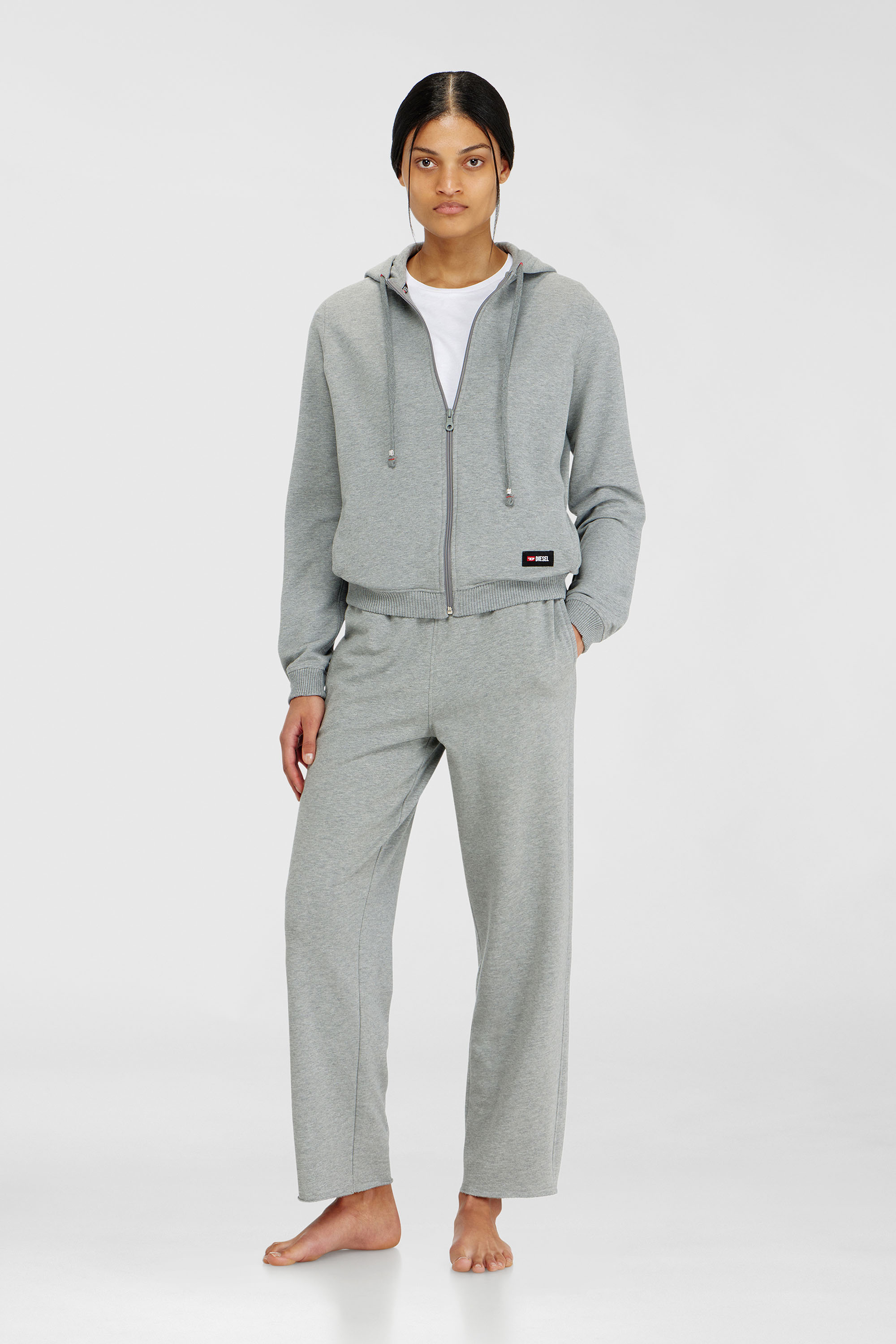 Diesel - HARRIET-D-CORE, Woman's Hoodie in peached cotton blend in Grey - 2