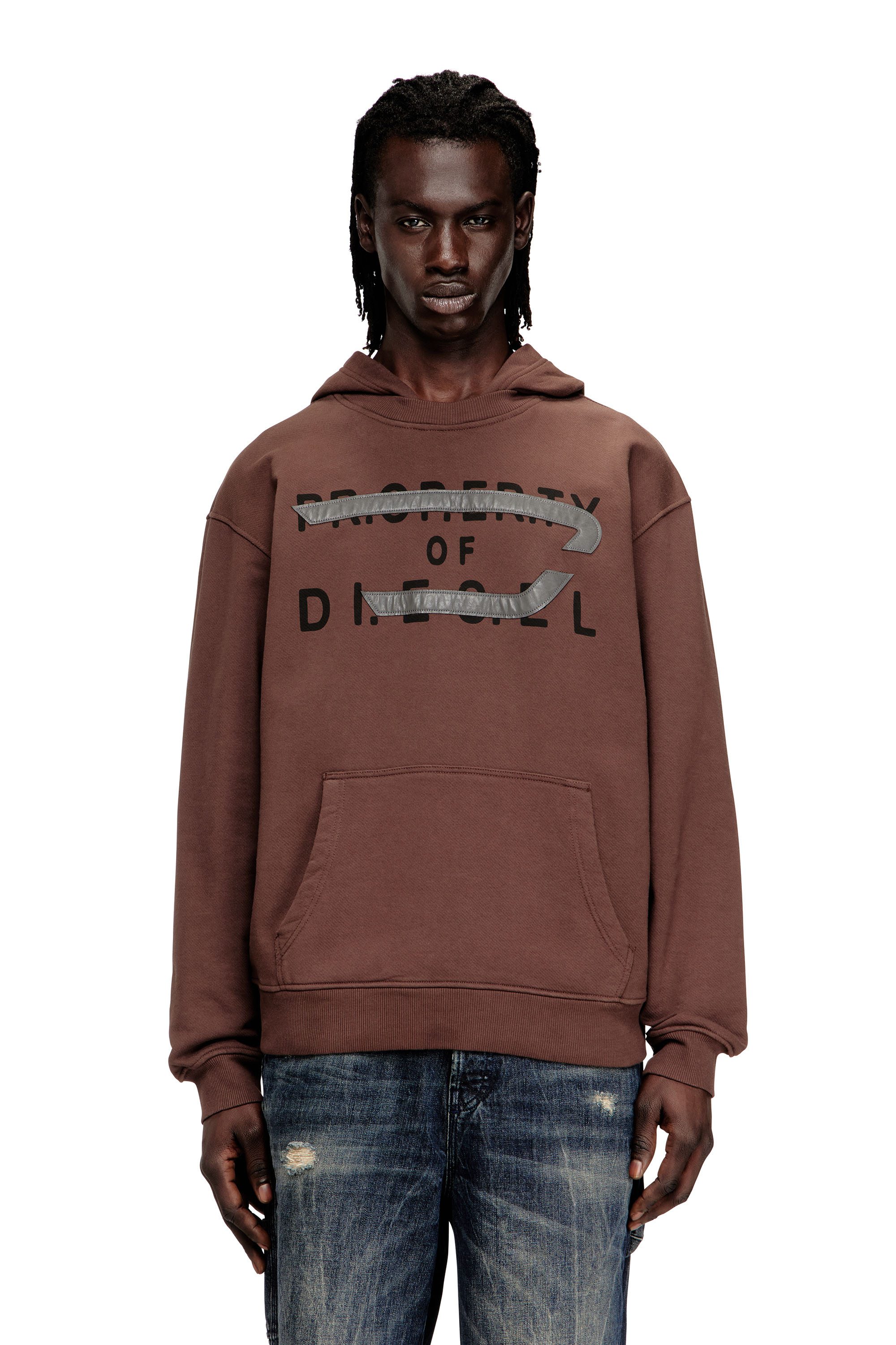 Diesel - S-NORMAN-HOOD, Sudadera de algodón con aplique de D Hombre in ToBeDefined - 1