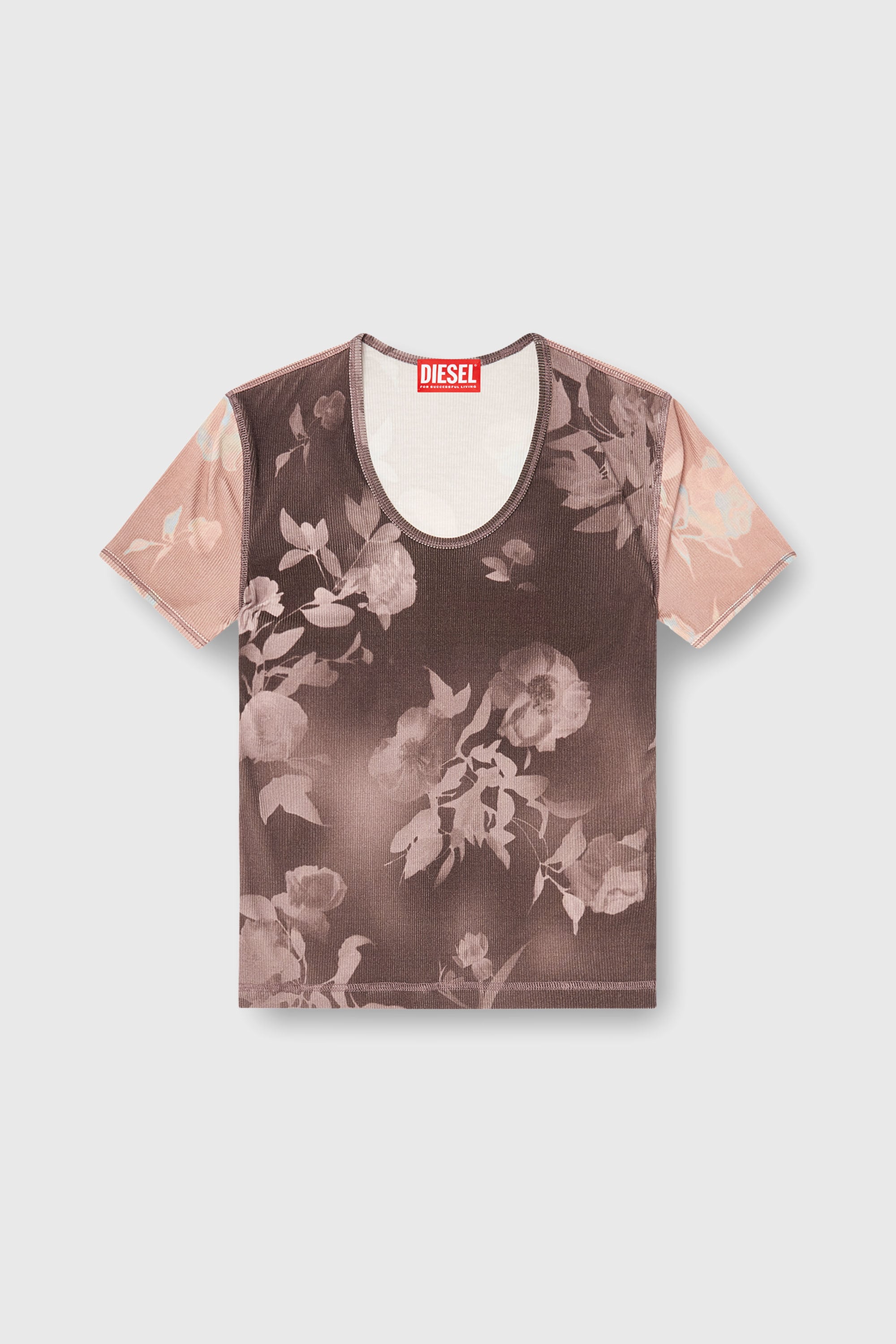 Diesel - T-ELENEWU, Top de punto acanalado con estampado floral Mujer in Multicolor - 2