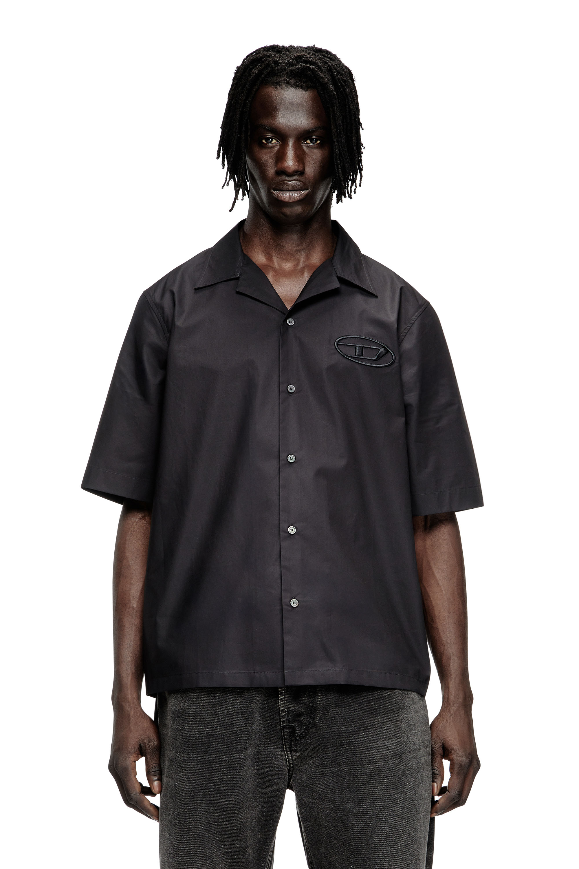Diesel - S-MAC-PCAL, Man's Bowling shirt with Oval D in Black - 3