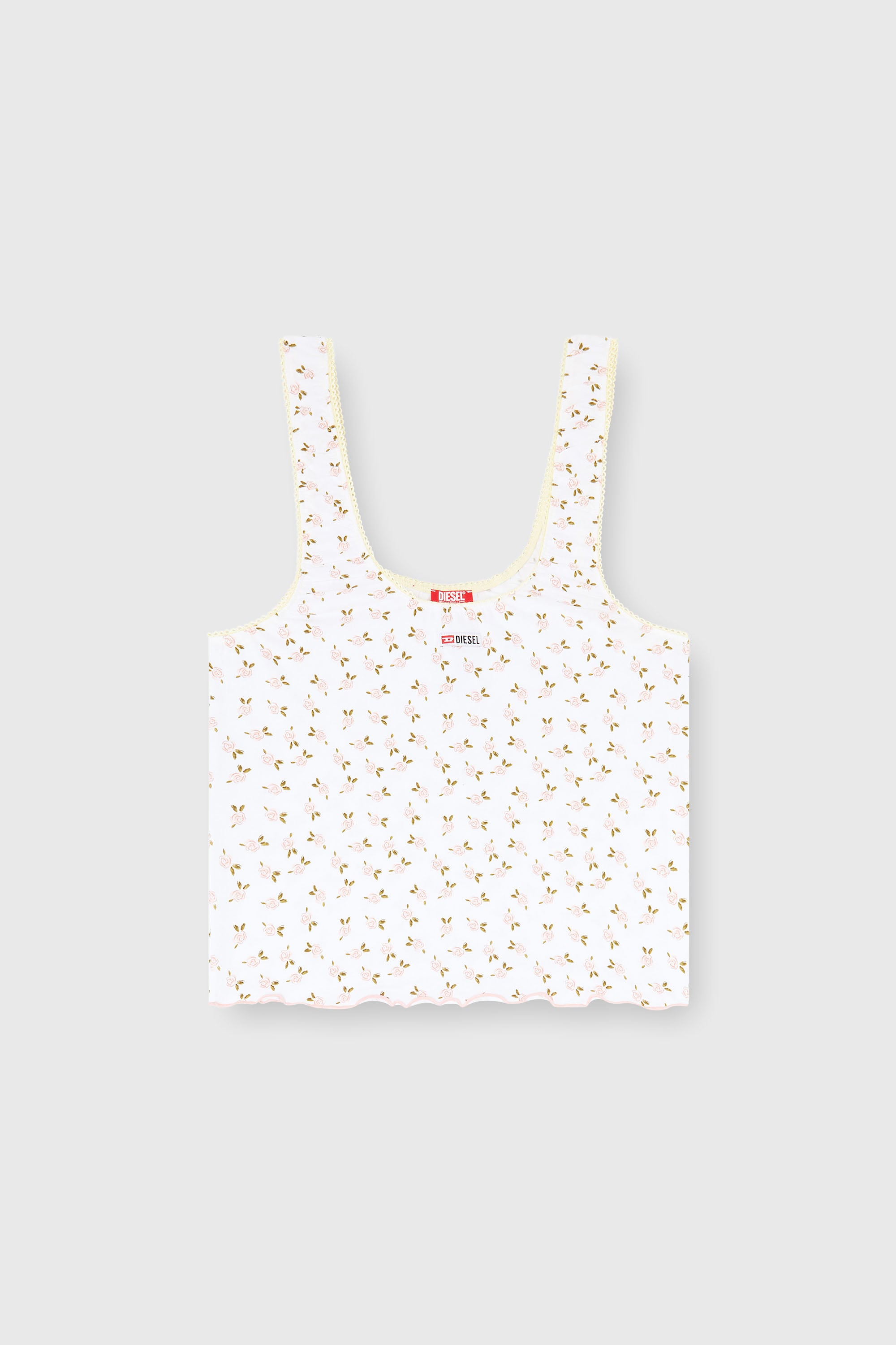 Diesel - GEORGIE-D-CORE, Top de algod&oacute;n stretch con estampado floral Mujer in Blanco - 2