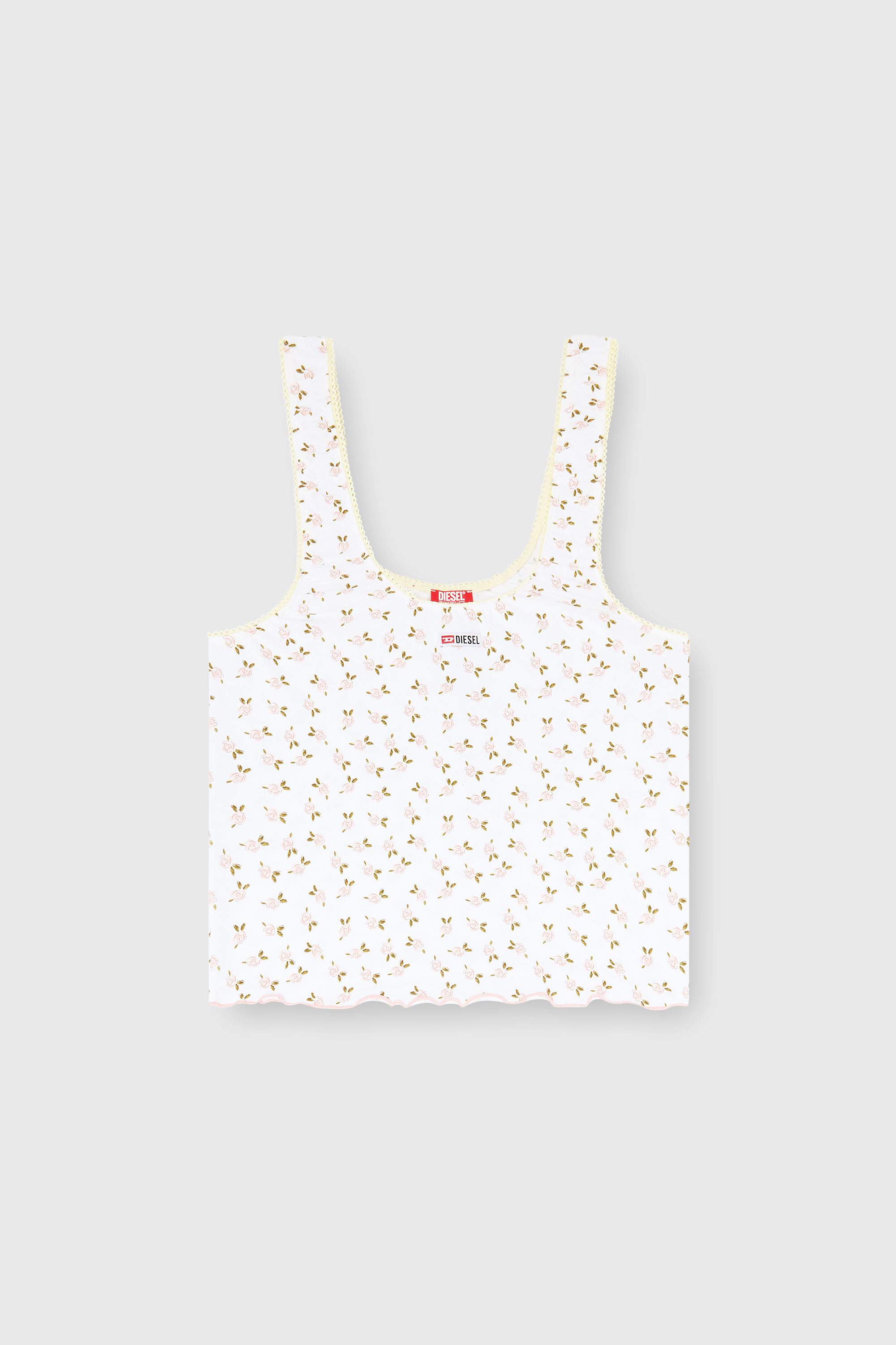 Diesel - GEORGIE-D-CORE, Top de algod&oacute;n stretch con estampado floral Mujer in Blanco - 2