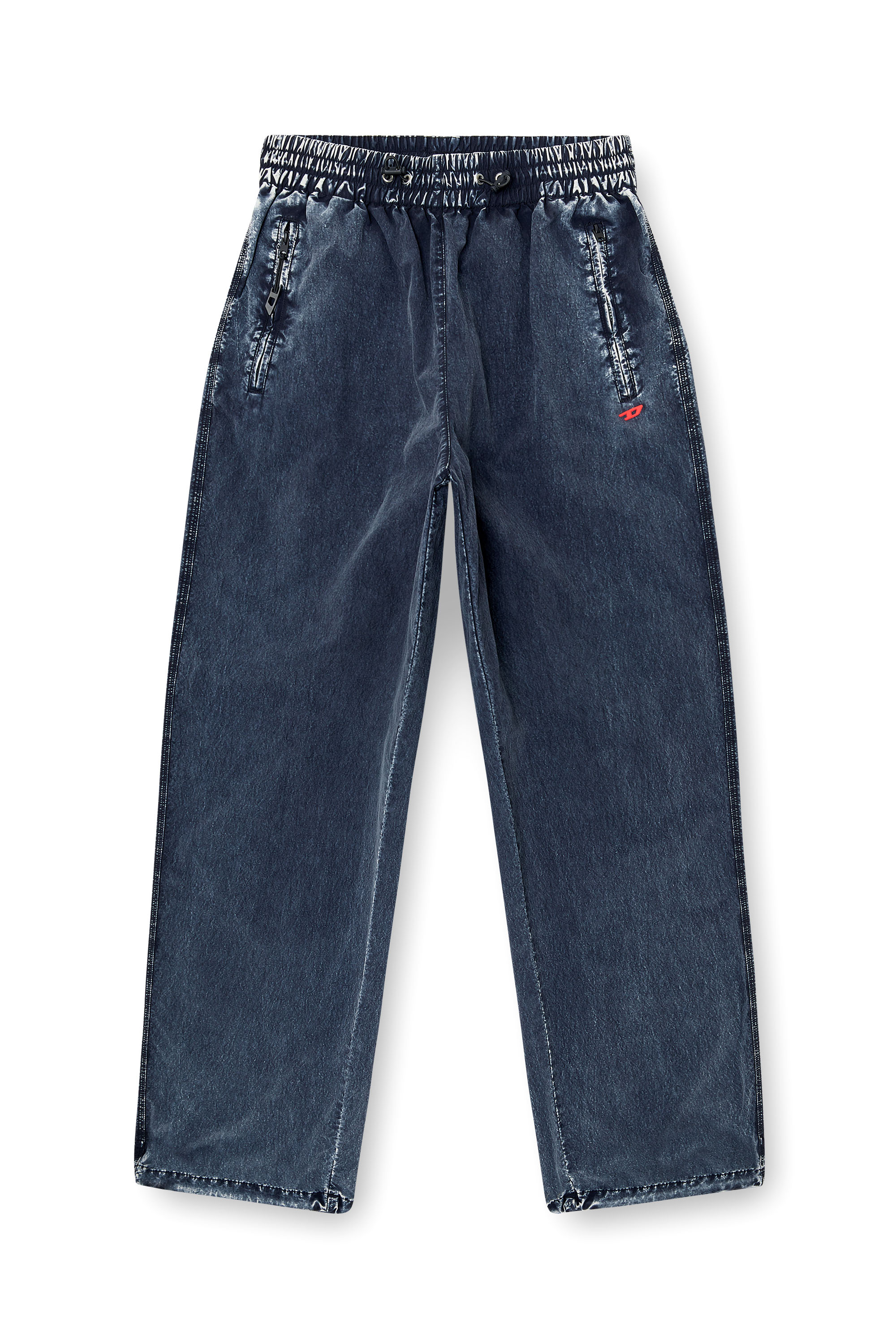 Diesel - P-APYRI, Acid-wash track pants en nylon taslan Mujer in Azul marino - 2