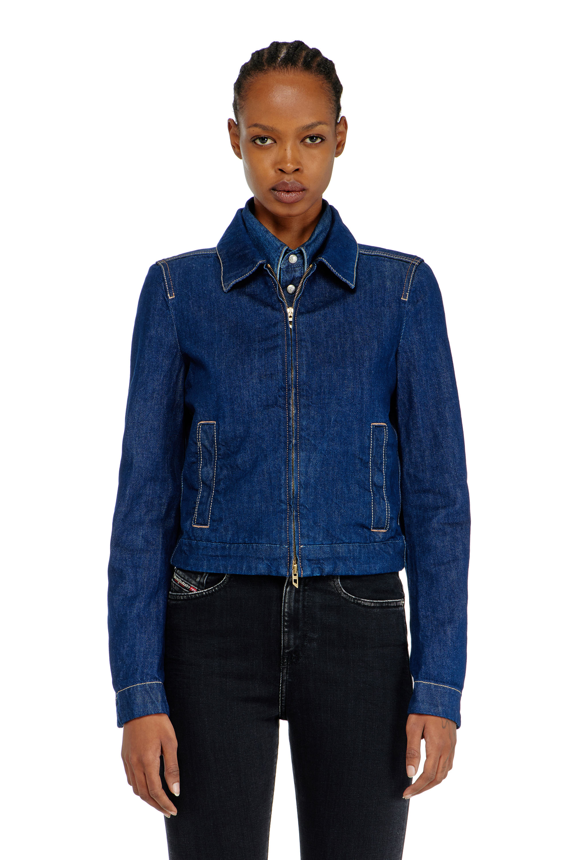 Diesel - DE-CORB, Coach jacket en rinse denim Mujer in Azul marino - 2