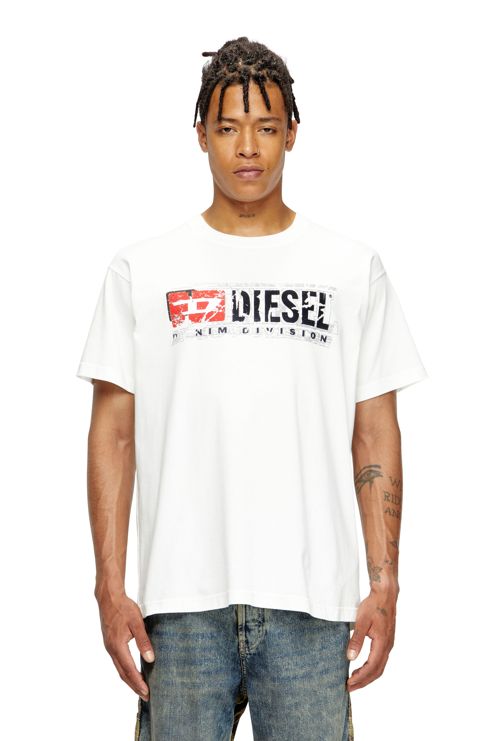 Diesel - T-NORM-T6, Camiseta con logotipo Diesel Denim Division en relieve Hombre in Blanco - 1