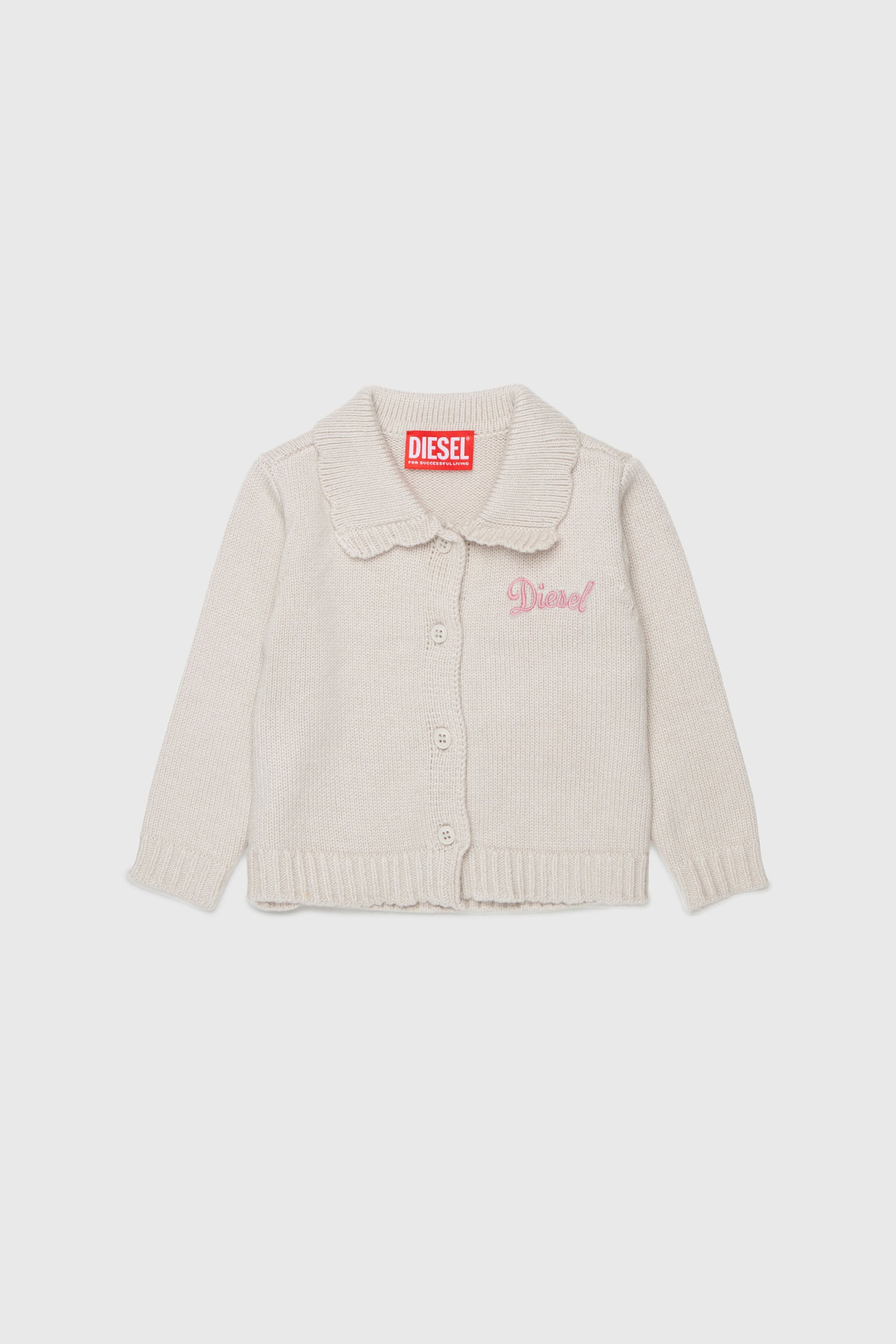 Diesel - KSCALOB, C&aacute;rdigan enriquecido con cashmere y cuello festoneado Mujer in Blanco - 2