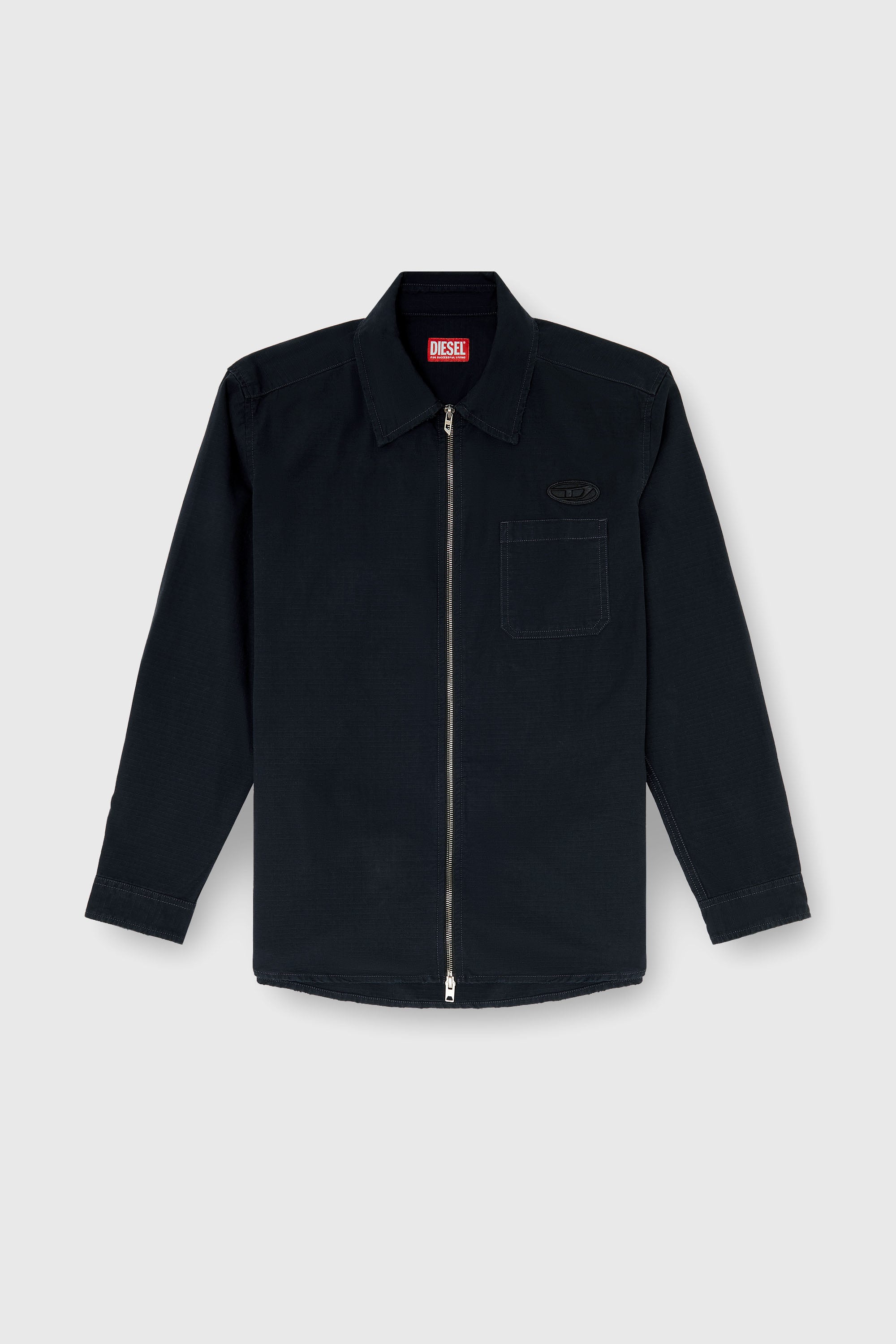 Diesel - S-ALIAS-ZIP, Camisa ripstop con cierre de cremallera Hombre in Negro - 2