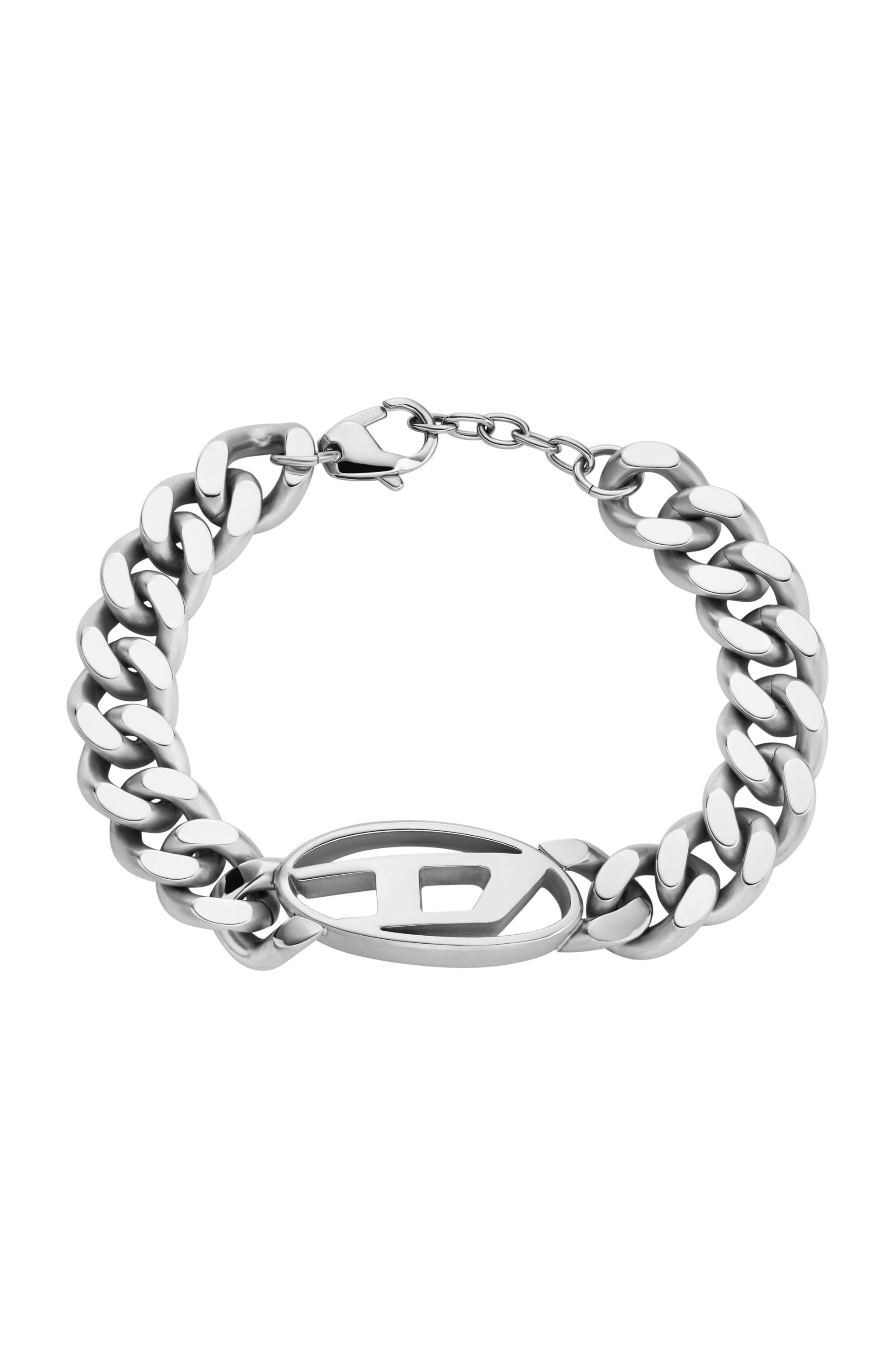 Diesel - DX1432, Pulsera de cadena de acero inoxidable con logotipo oval D Hombre in Plateado - 1