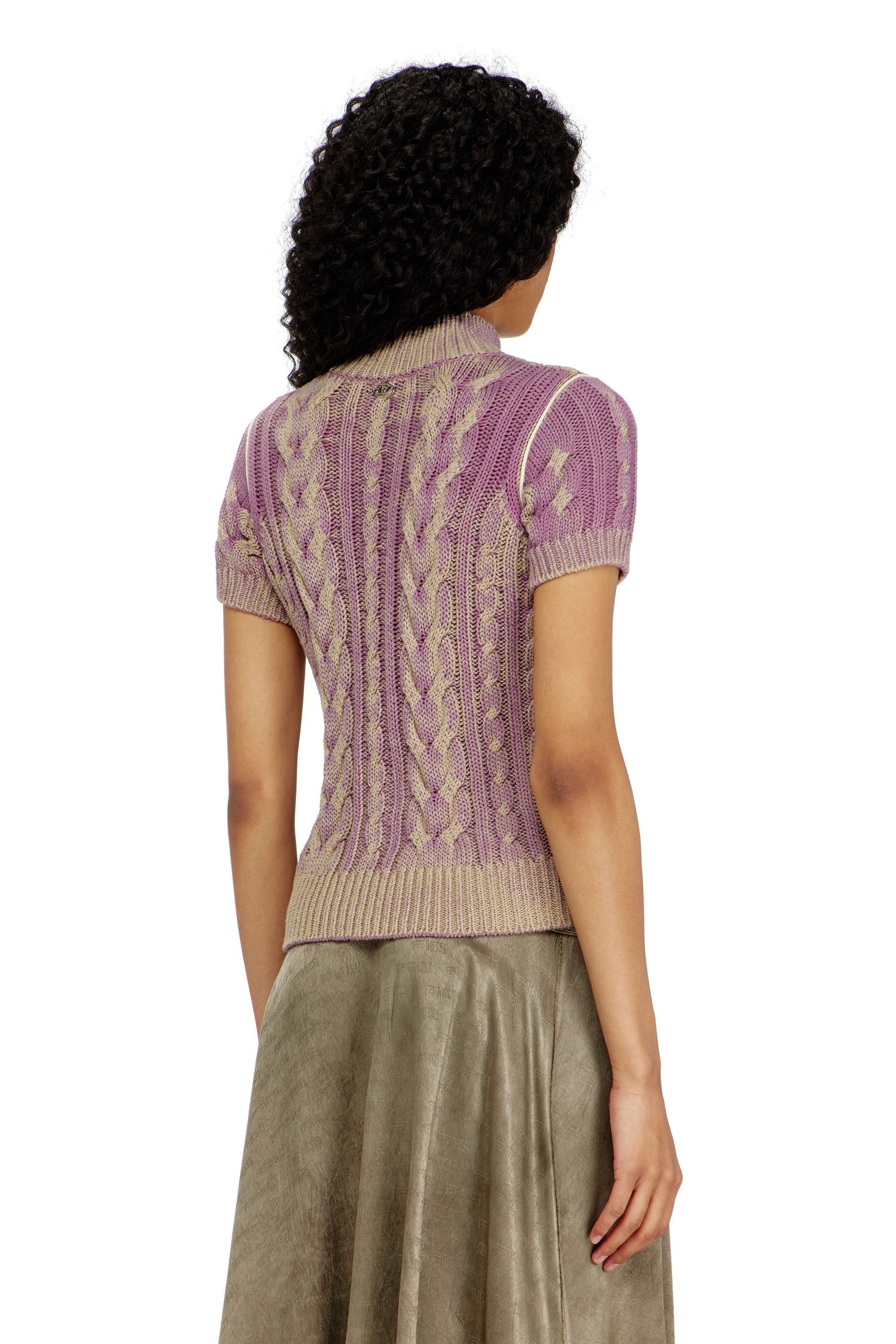 Diesel - M-ELANA, C&aacute;rdigan de punto con cremallera y manga corta Mujer in Morado - 4