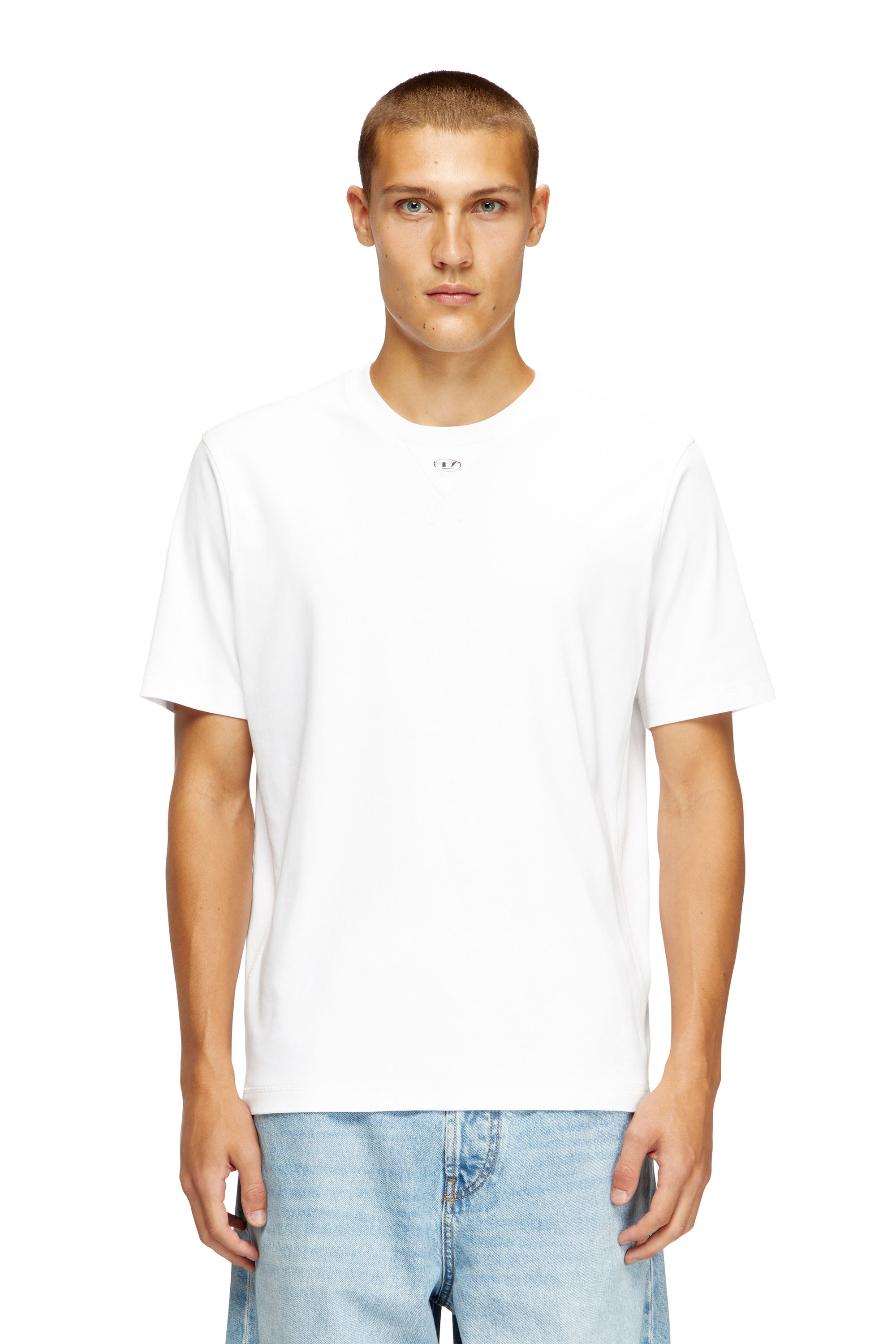 Diesel - T-MADJUST-TR, Camiseta regular con cuello redondo y Oval D Hombre in Blanco - 3