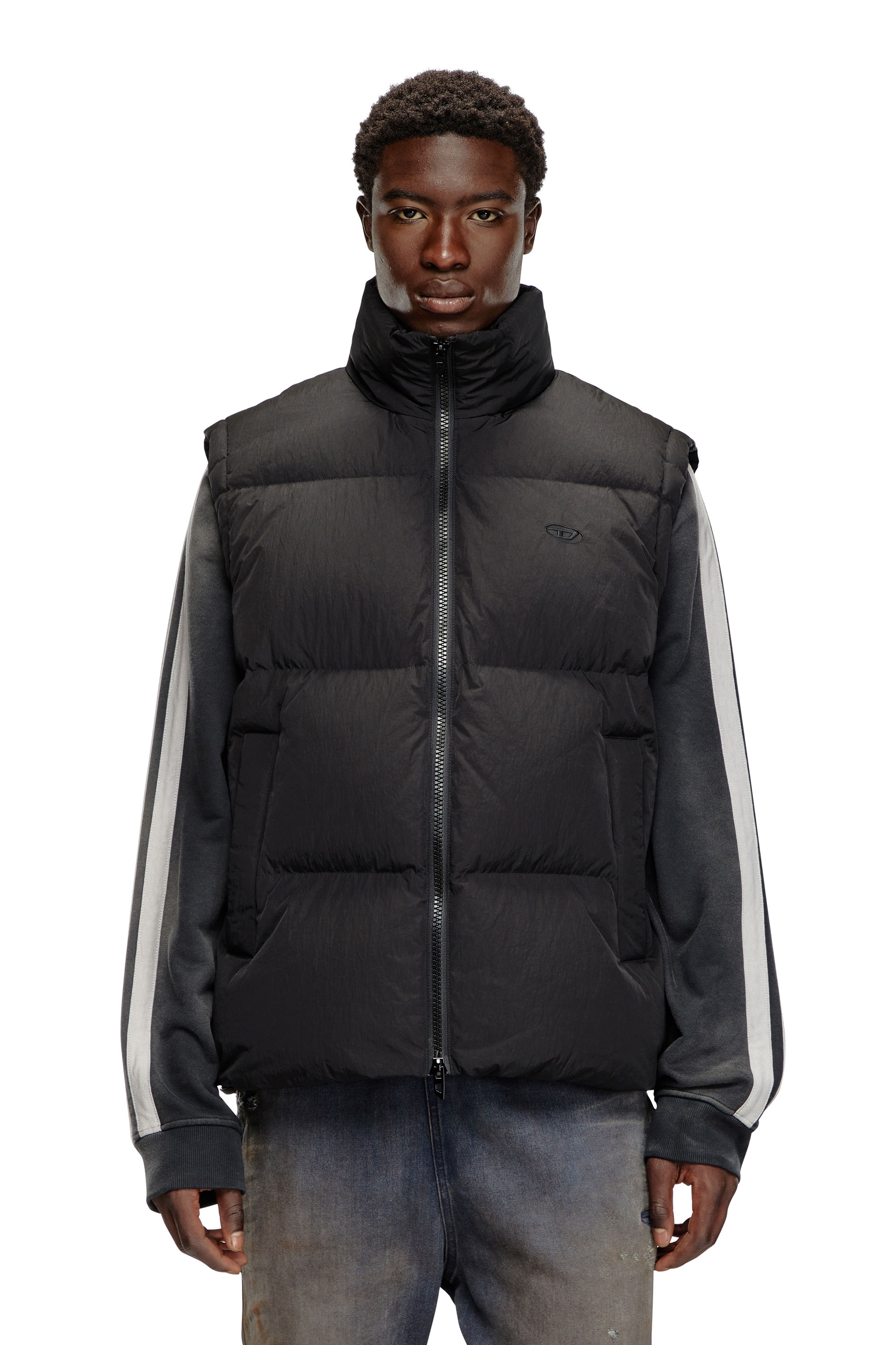 Men's Down vest in crinkled nylon | Black | Diesel