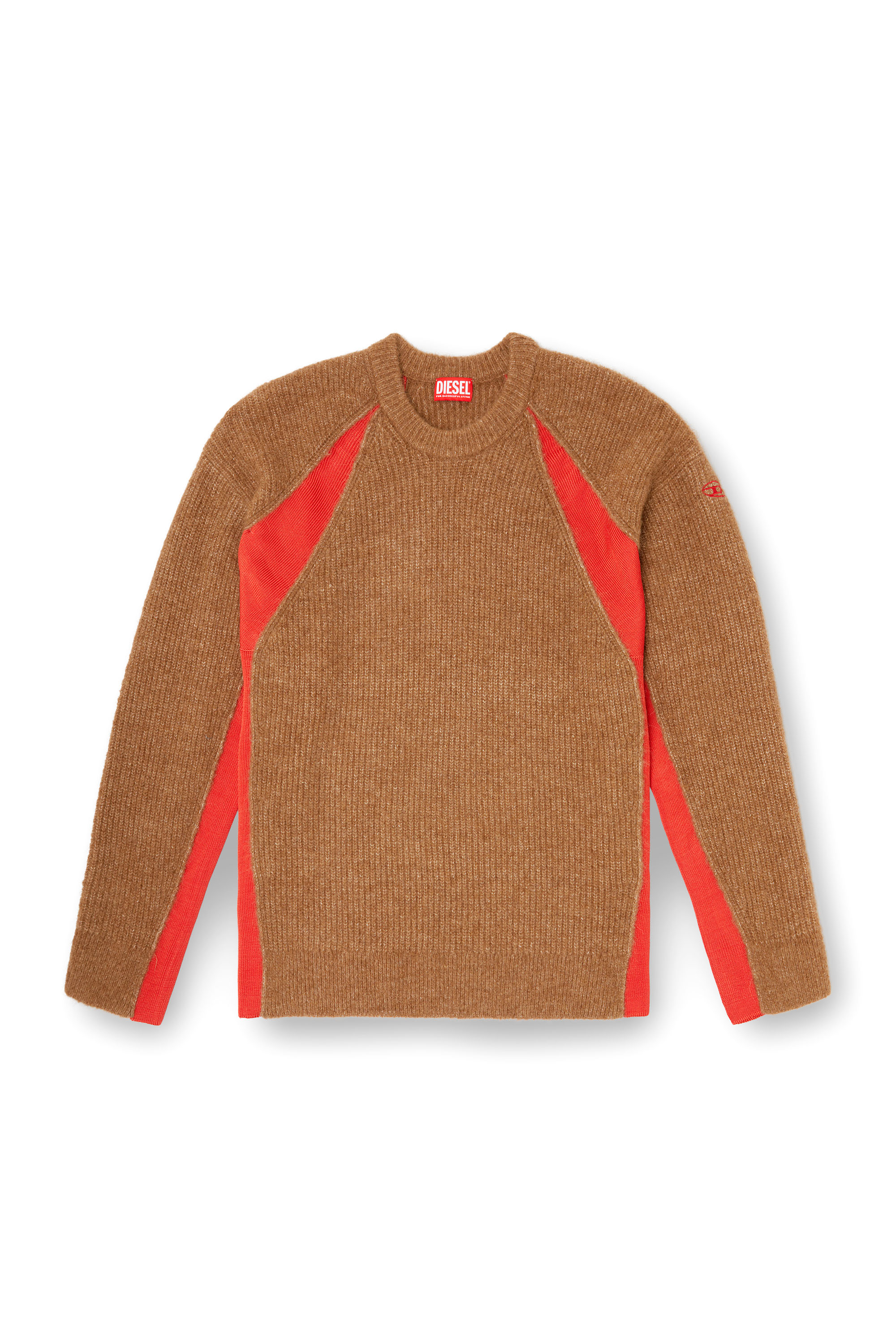Diesel - K-LOLLO, Jersey de mezcla de alpaca con inserciones de tejido contrastantes Hombre in Marrón - 3