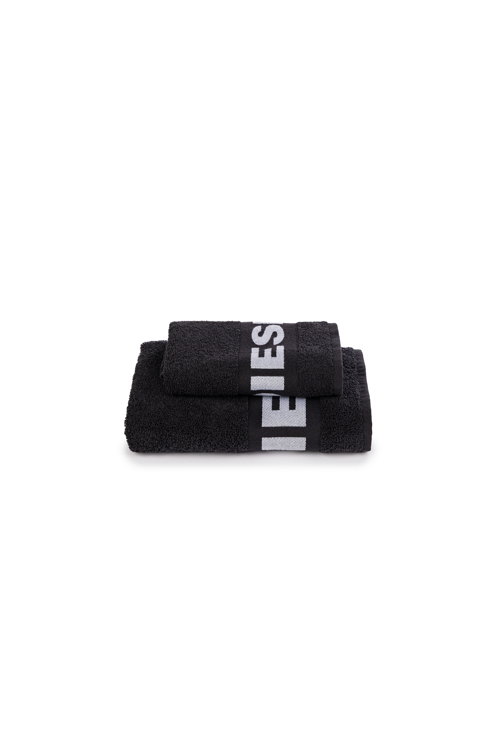Diesel - 1015135 LOGO-COTTON TOWEL SET 1+1 BLACK, Juego de Toallas de Felpa de Algodón con Logotipo Unisex in Negro - 1