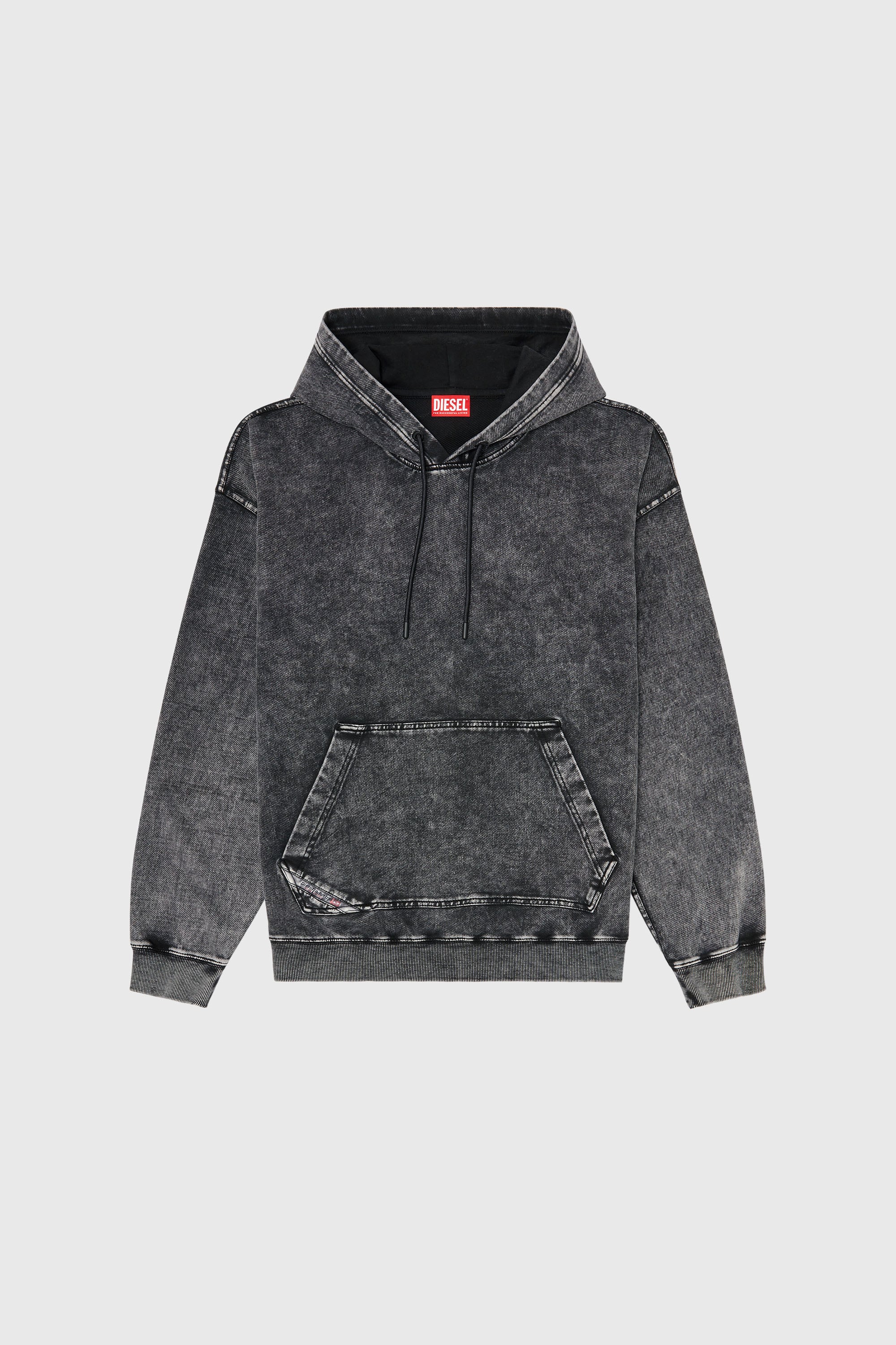 Diesel - S-BOXT-HOOD-TUK, Sudadera con efecto denim tratado Hombre in Gris - 2