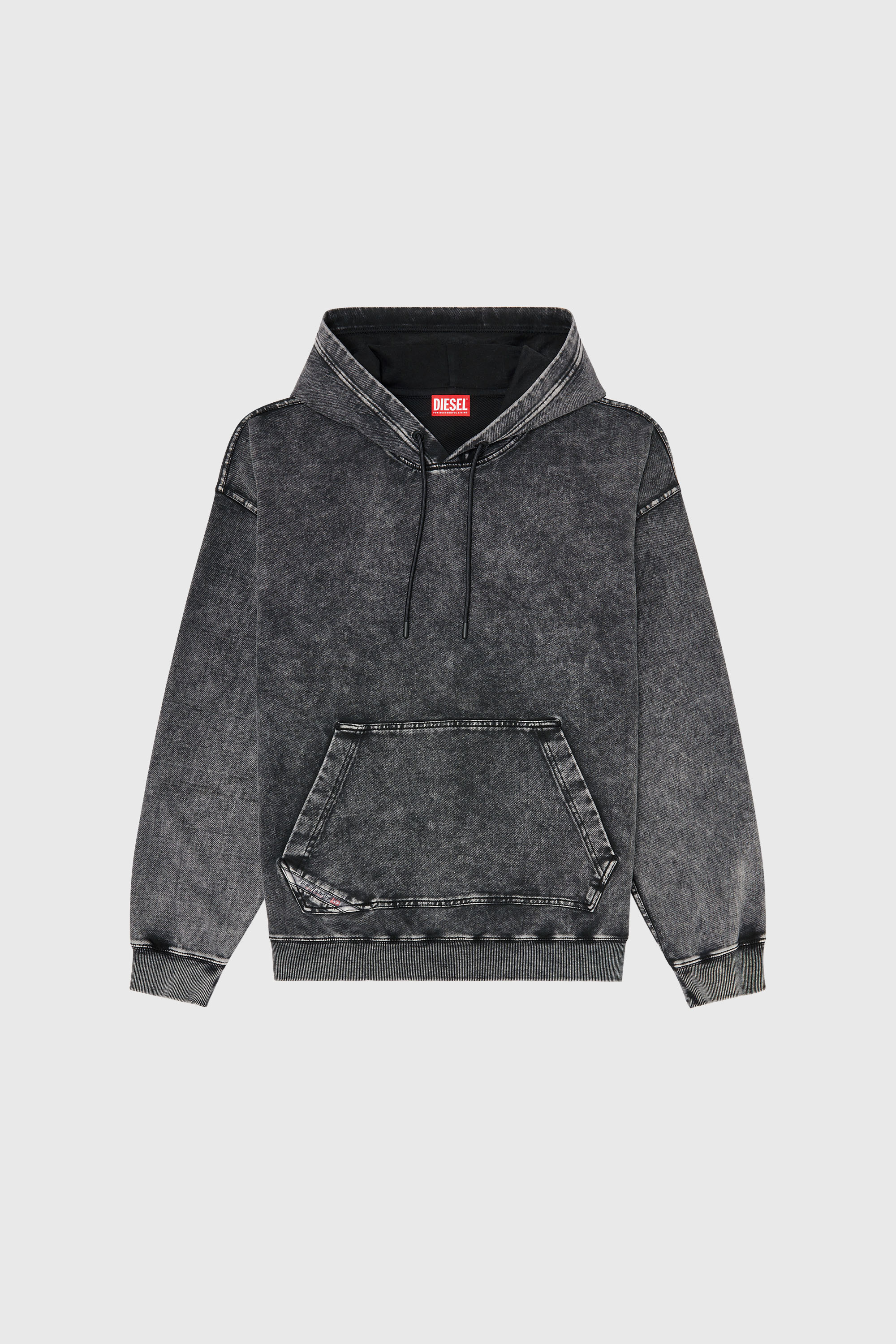 Diesel - S-BOXT-HOOD-TUK, Sudadera con efecto denim tratado Hombre in Gris - 2