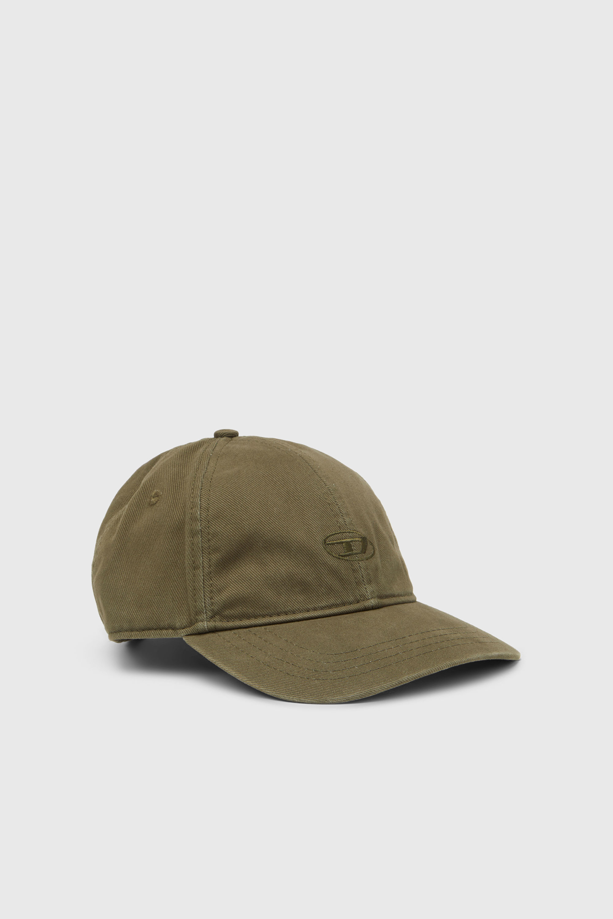 Diesel - C-RUN-WASH, Gorra de b&eacute;isbol en sarga de algod&oacute;n lavada Hombre in Verde - 1