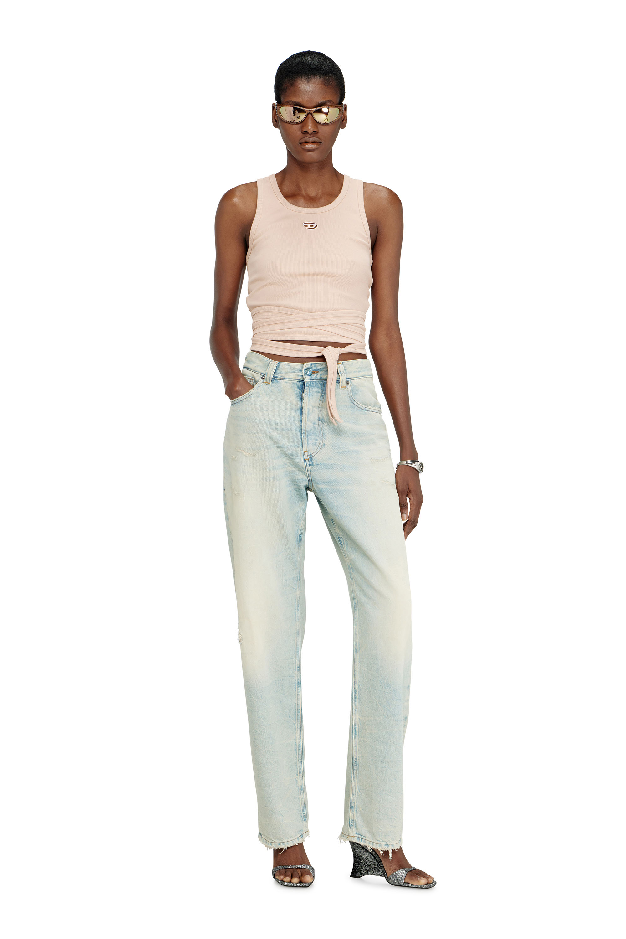 Diesel - T-ANKY-TAIL-S1, Crop top con dise&ntilde;o envolvente Mujer in Rosa - 2