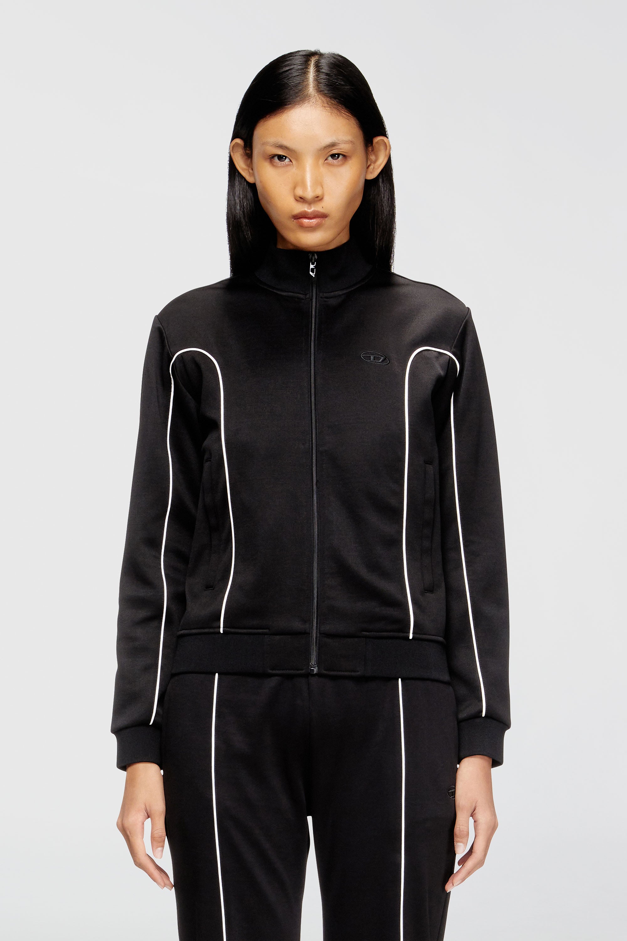 Diesel - F-LOCKING-OD, Chaqueta tipo sudadera con ribete en contraste Mujer in Multicolor - 1