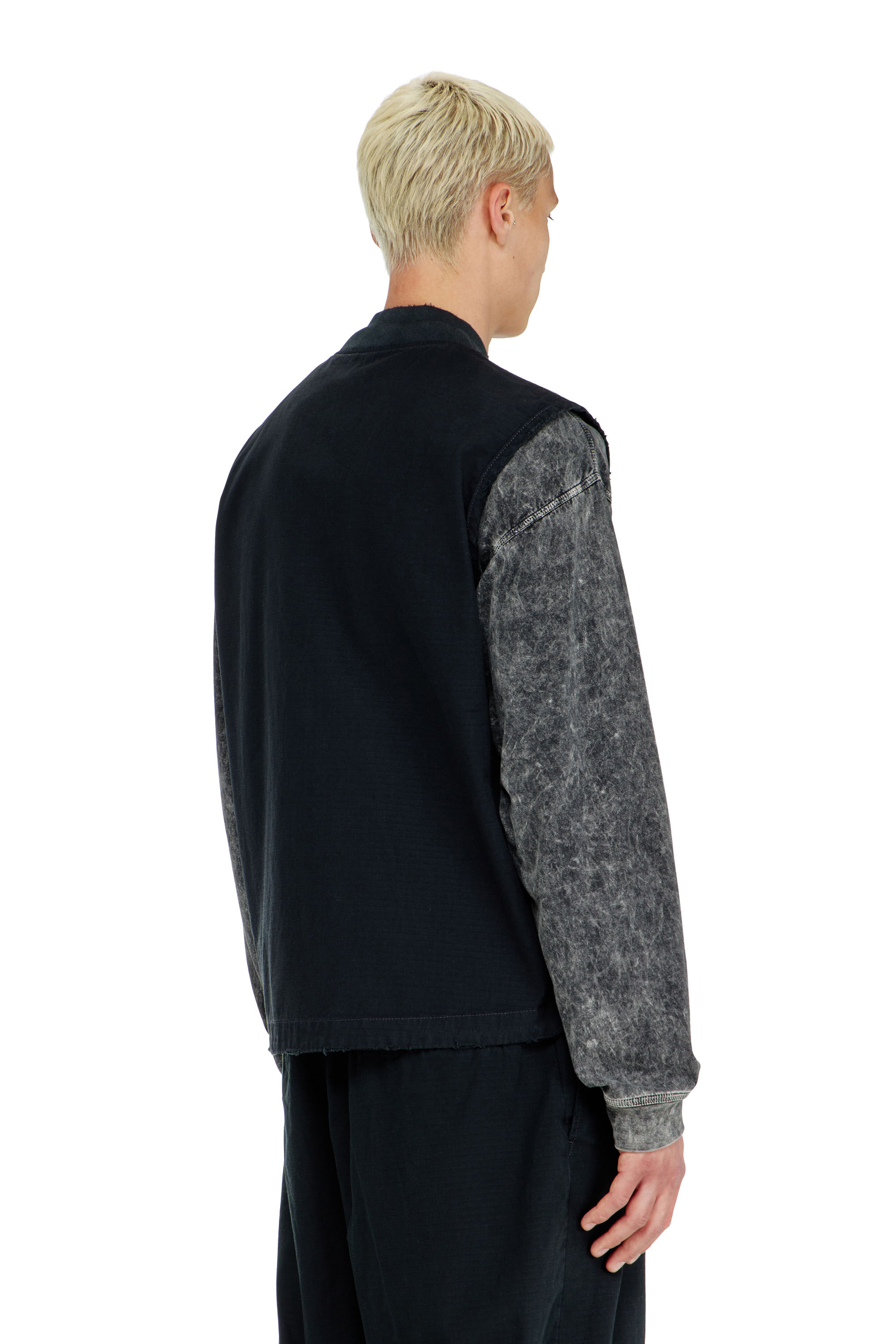 Diesel - J-TYPE-CO-SL, Chaleco de algod&oacute;n ripstop con parche Oval D Hombre in Negro - 4