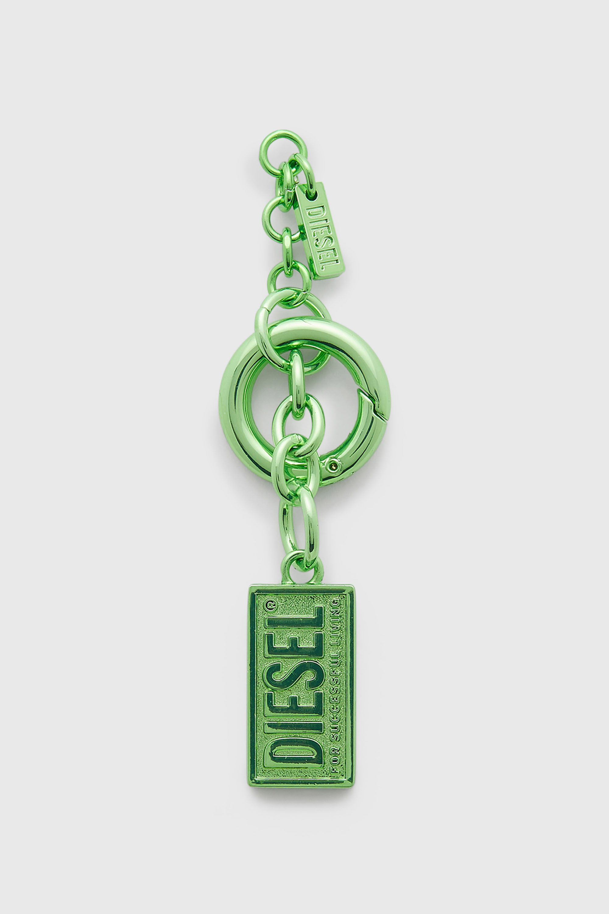 Diesel - CHARM-BISCOTTO, Llavero met&aacute;lico con charm logo Biscotto Mujer in Verde - 1