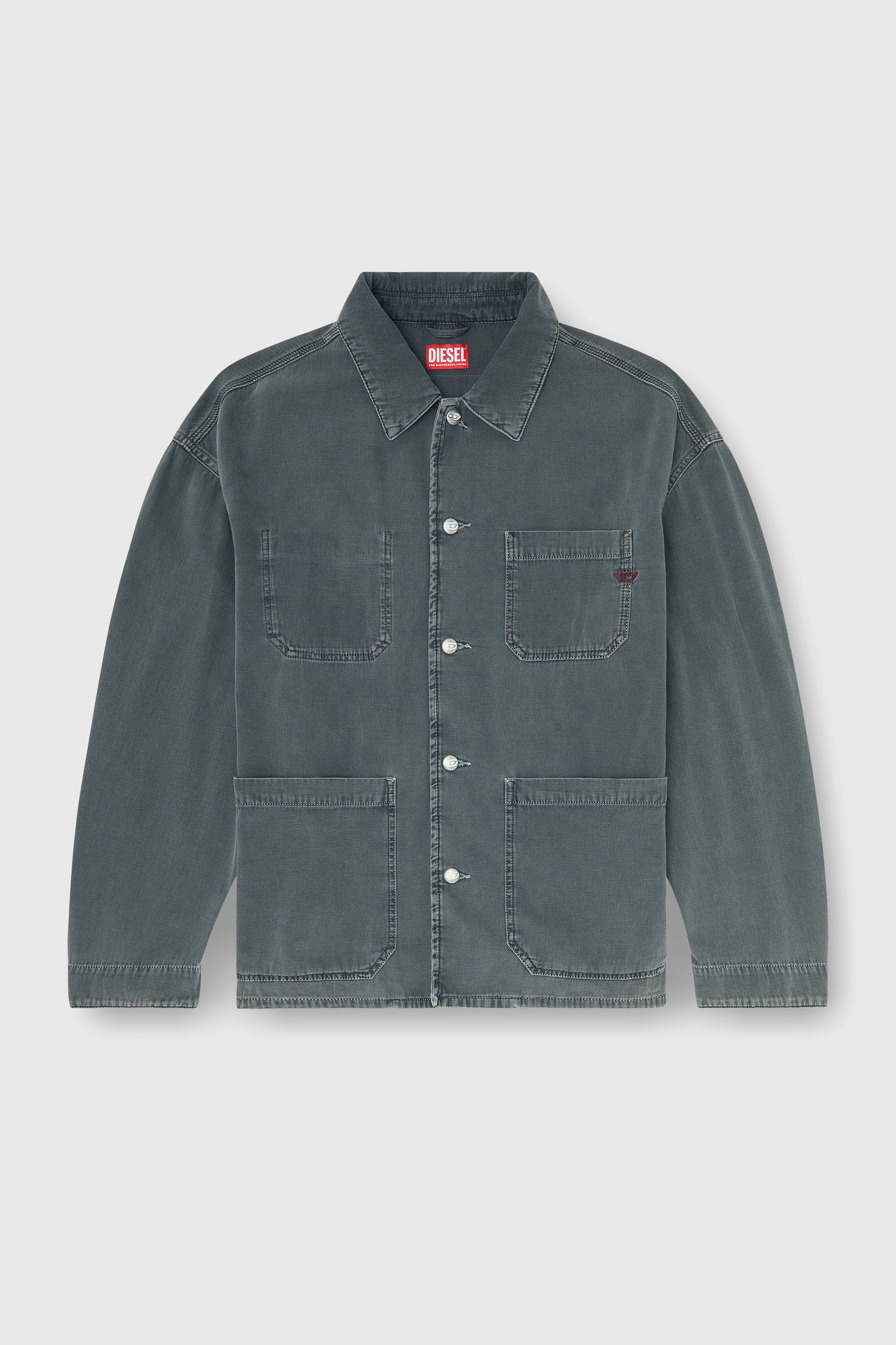 Diesel - D-STACK-U, Chaqueta estilo utility de denim te&ntilde;ido Unisex in Gris - 2
