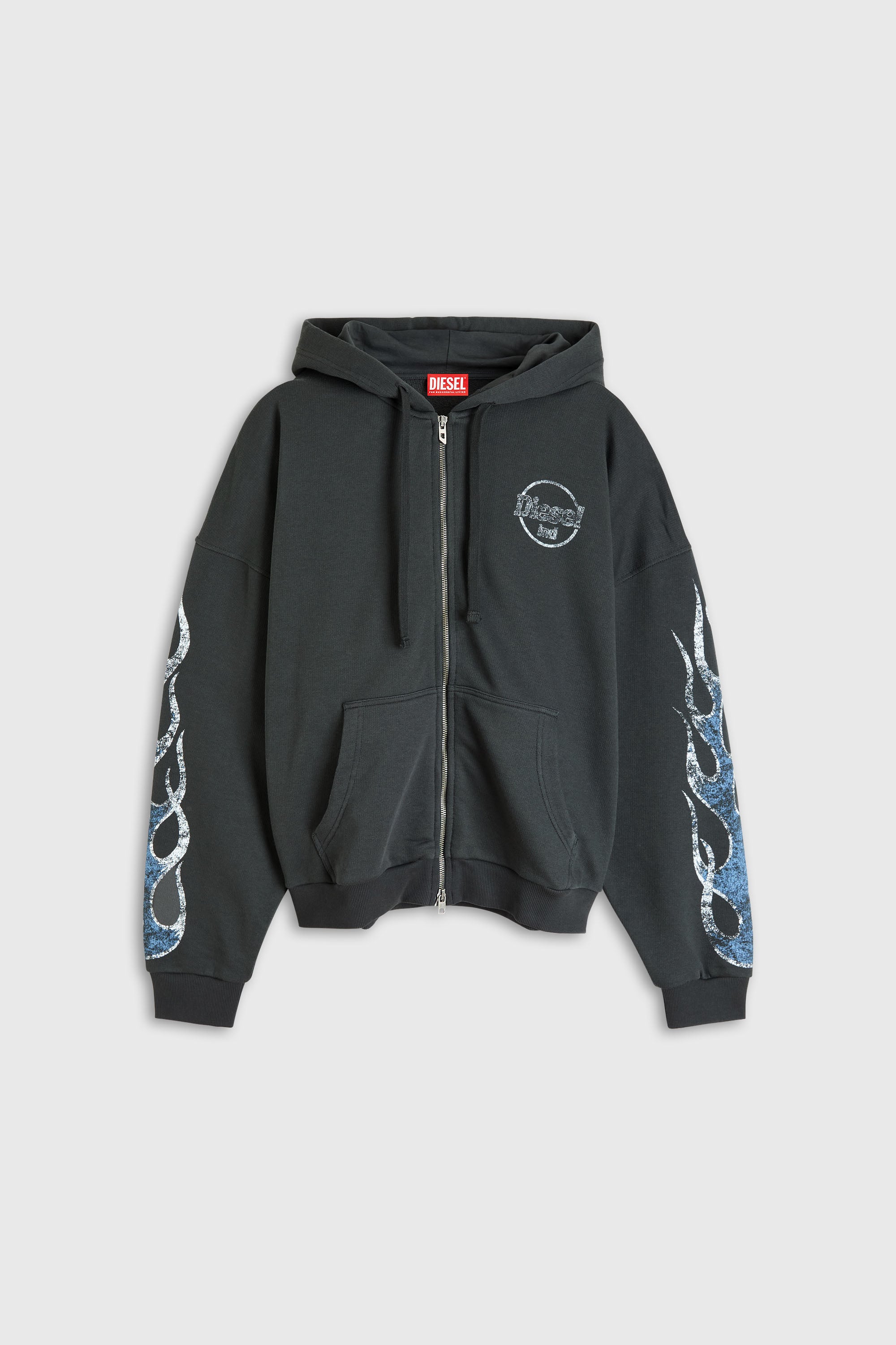Diesel - S-TOLY-ZIP, Sudadera con cremallera y estampado craquelado Hombre in Gris - 2