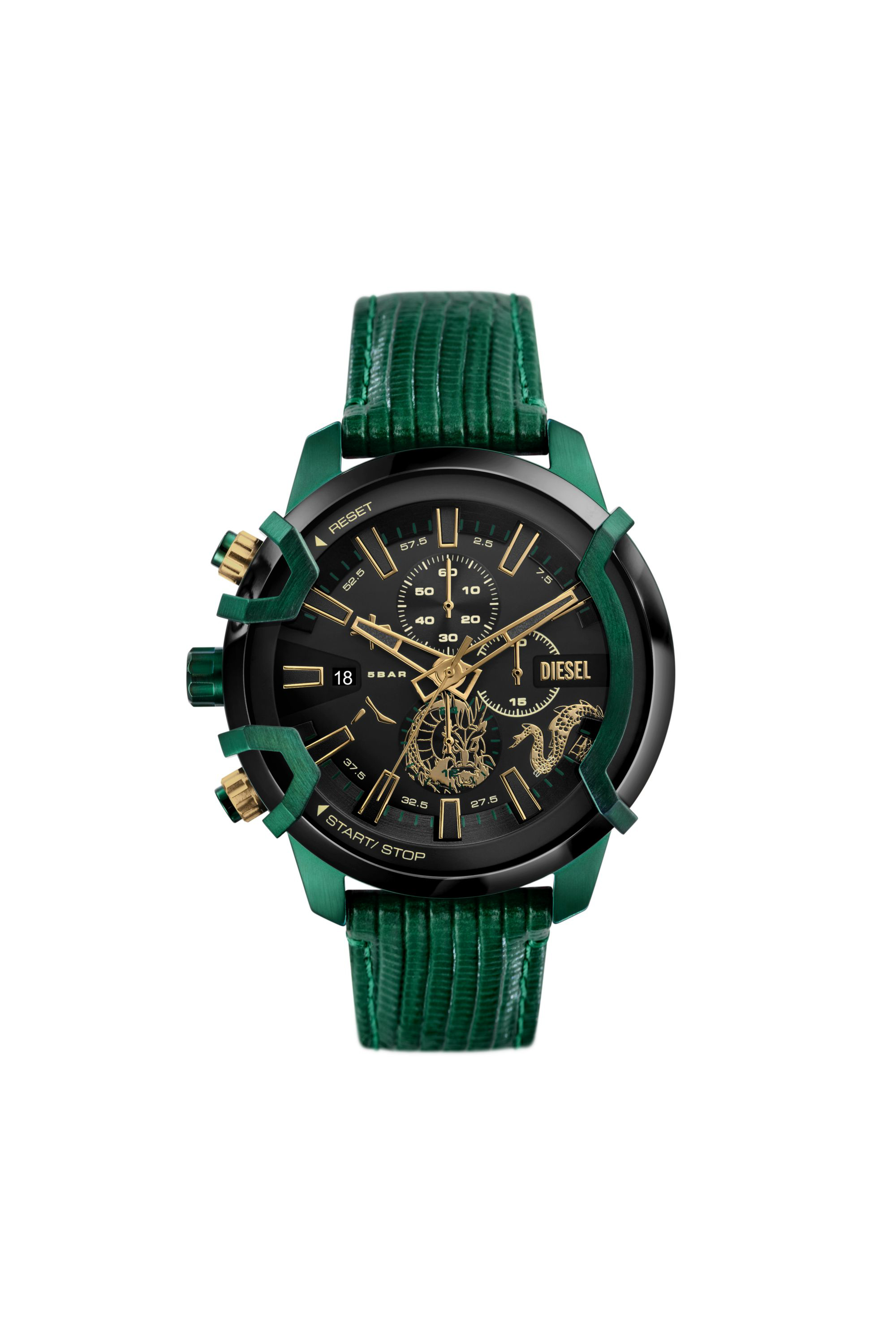 Diesel - DZ4651, Reloj Griffed de cuero verde con cronógrafo Hombre in Verde - 1