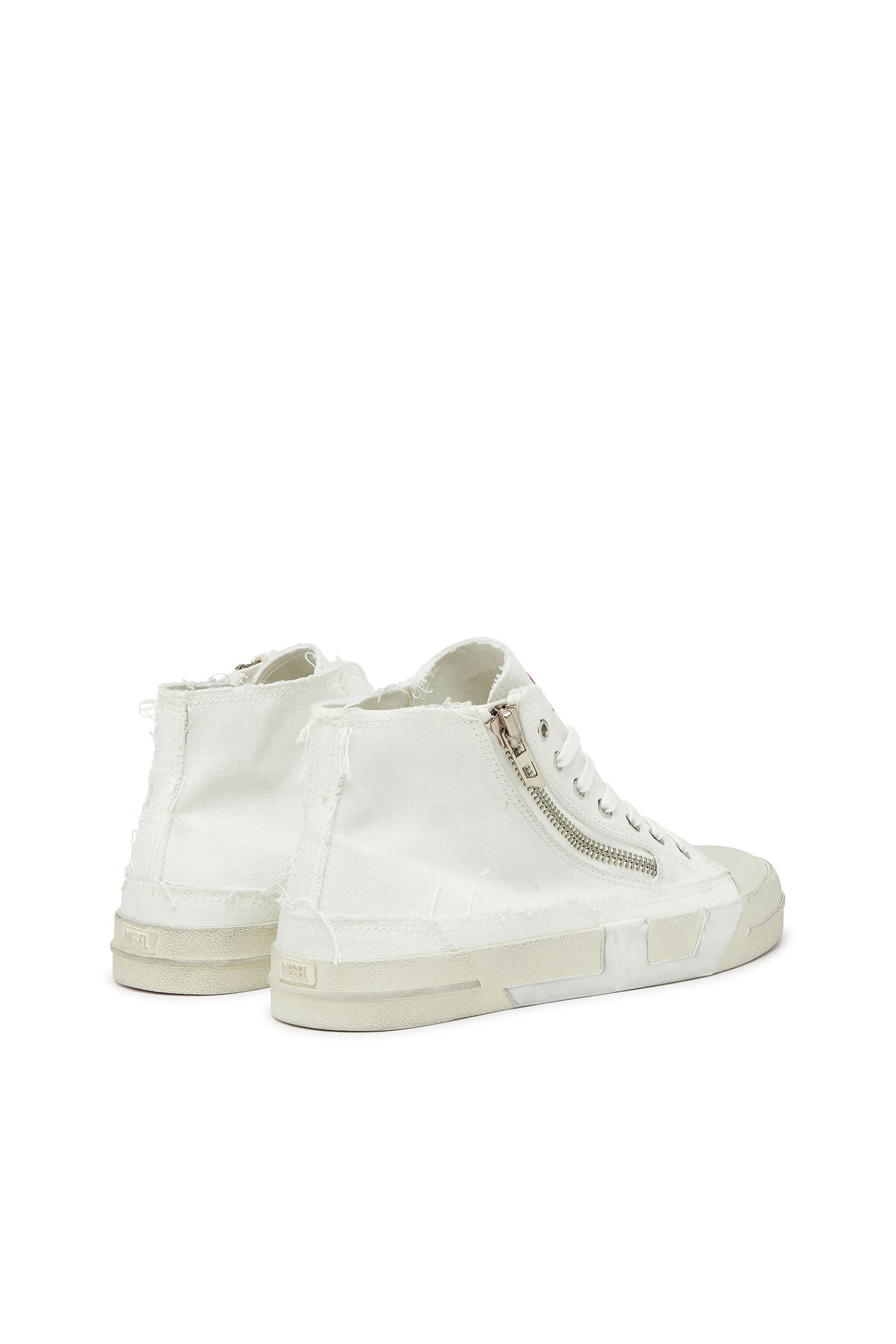 Diesel - S-D-VERSE ZIP MID II, S-D-Verse - Zapatillas de lona deshilachada con Logo D Hombre in Blanco - 3